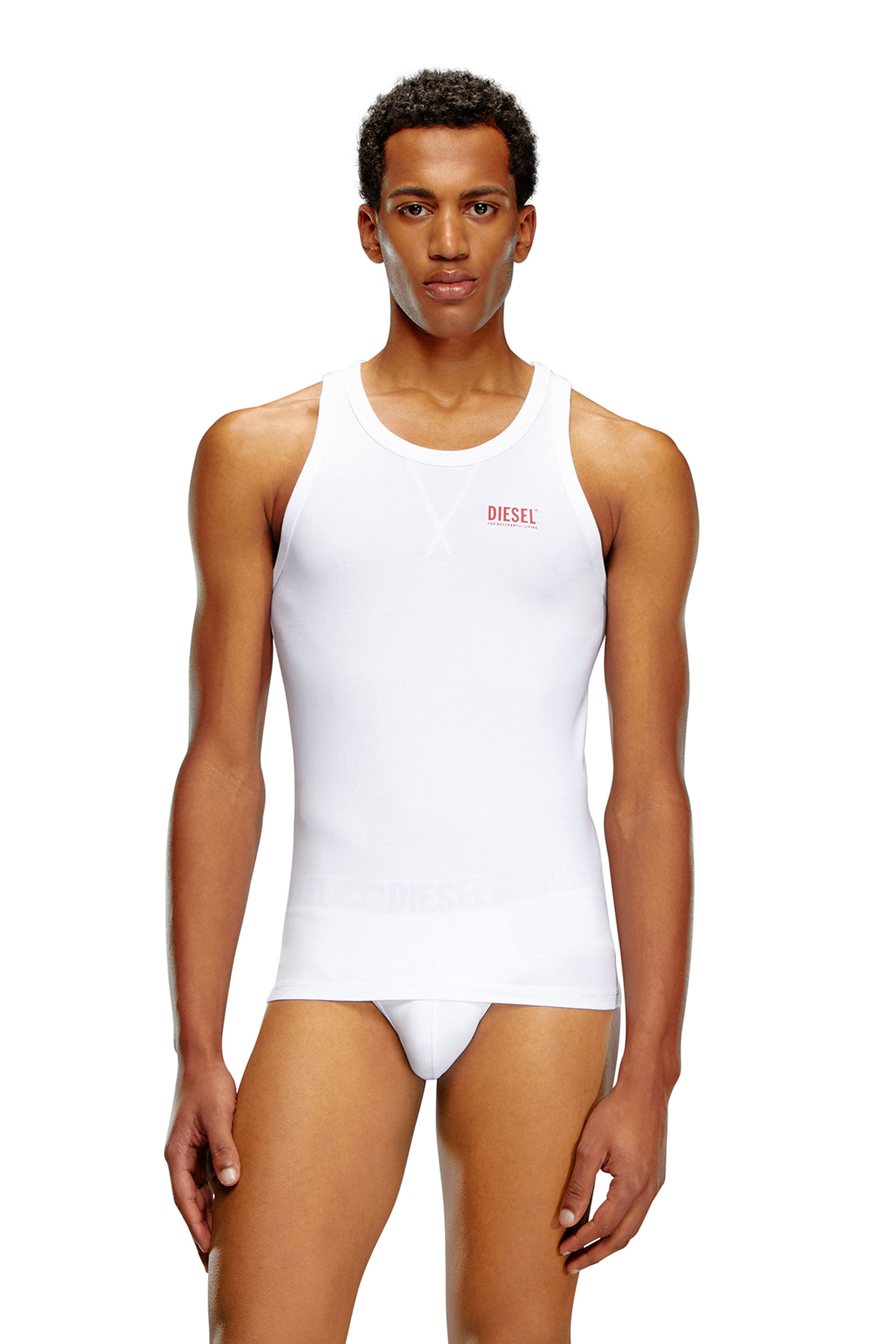 Diesel - UMTK-JOHNNY, Débardeur avec logo imprimé Homme in Blanc - 3