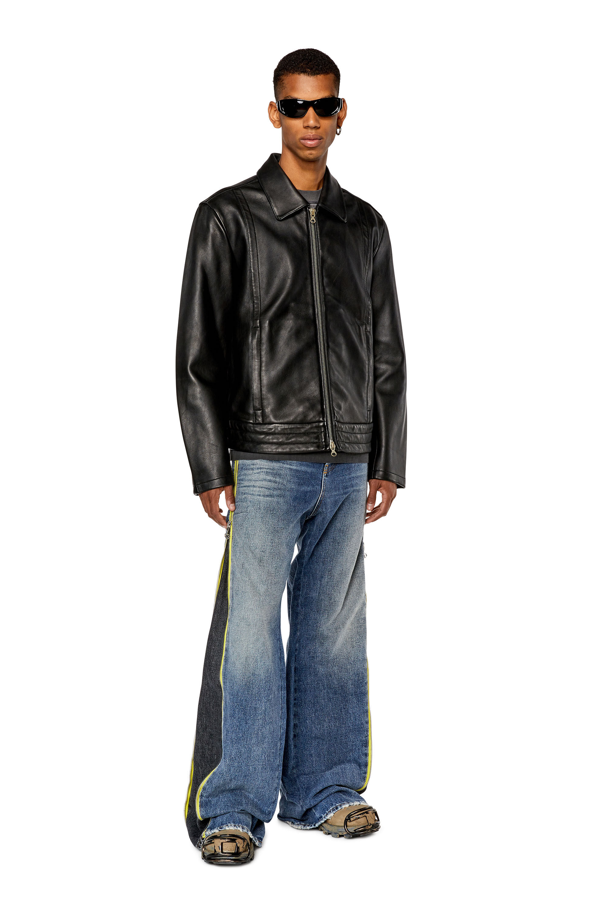 Diesel - L-HUDSON, Male's Shirt jacket in supple leather in Black - 1