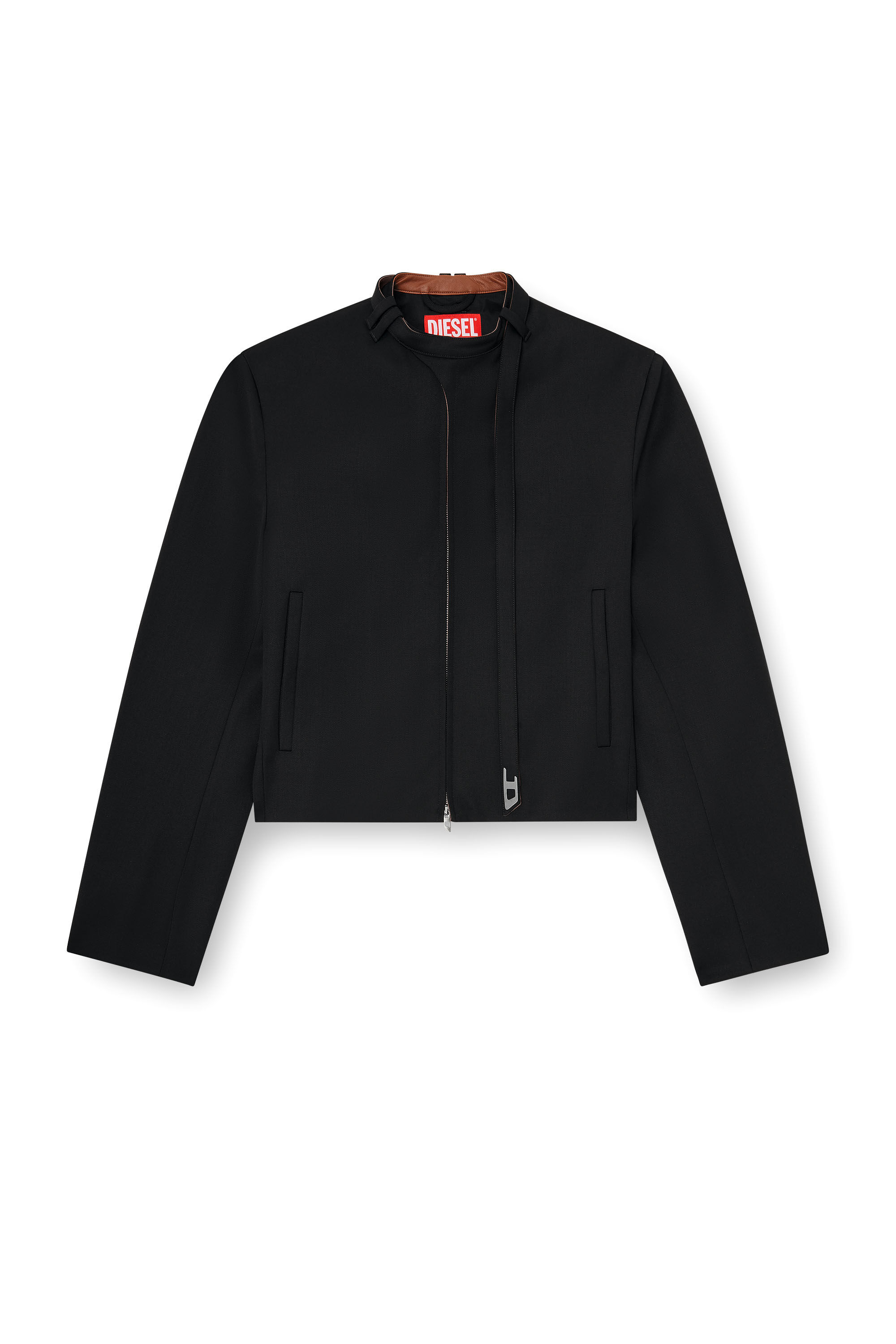 Men's Tailored jacket with biker neck strap | Black | Diesel