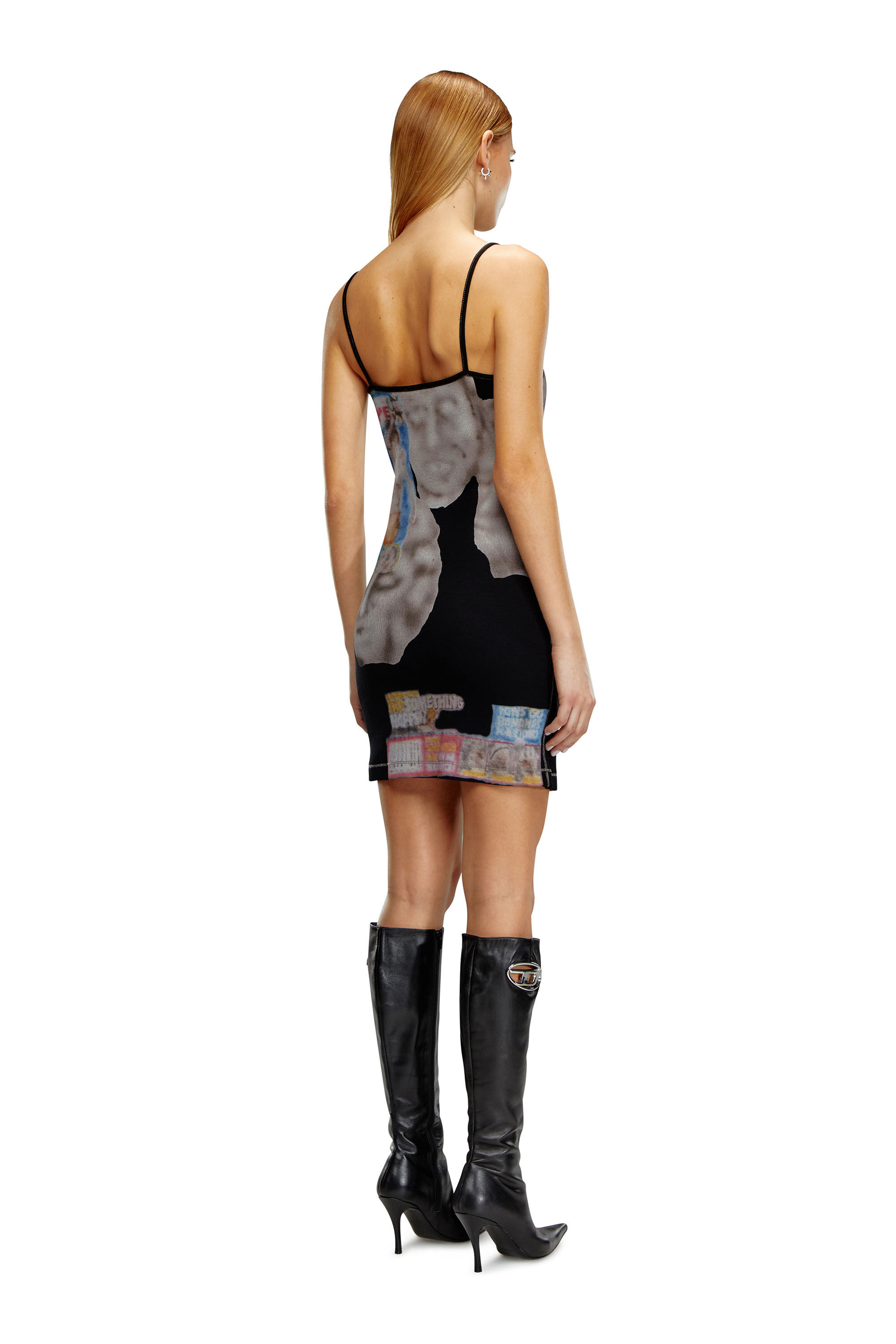 Diesel - D-HOPY-N1, Female's Short bodycon dress with graphic prints in Black - 3