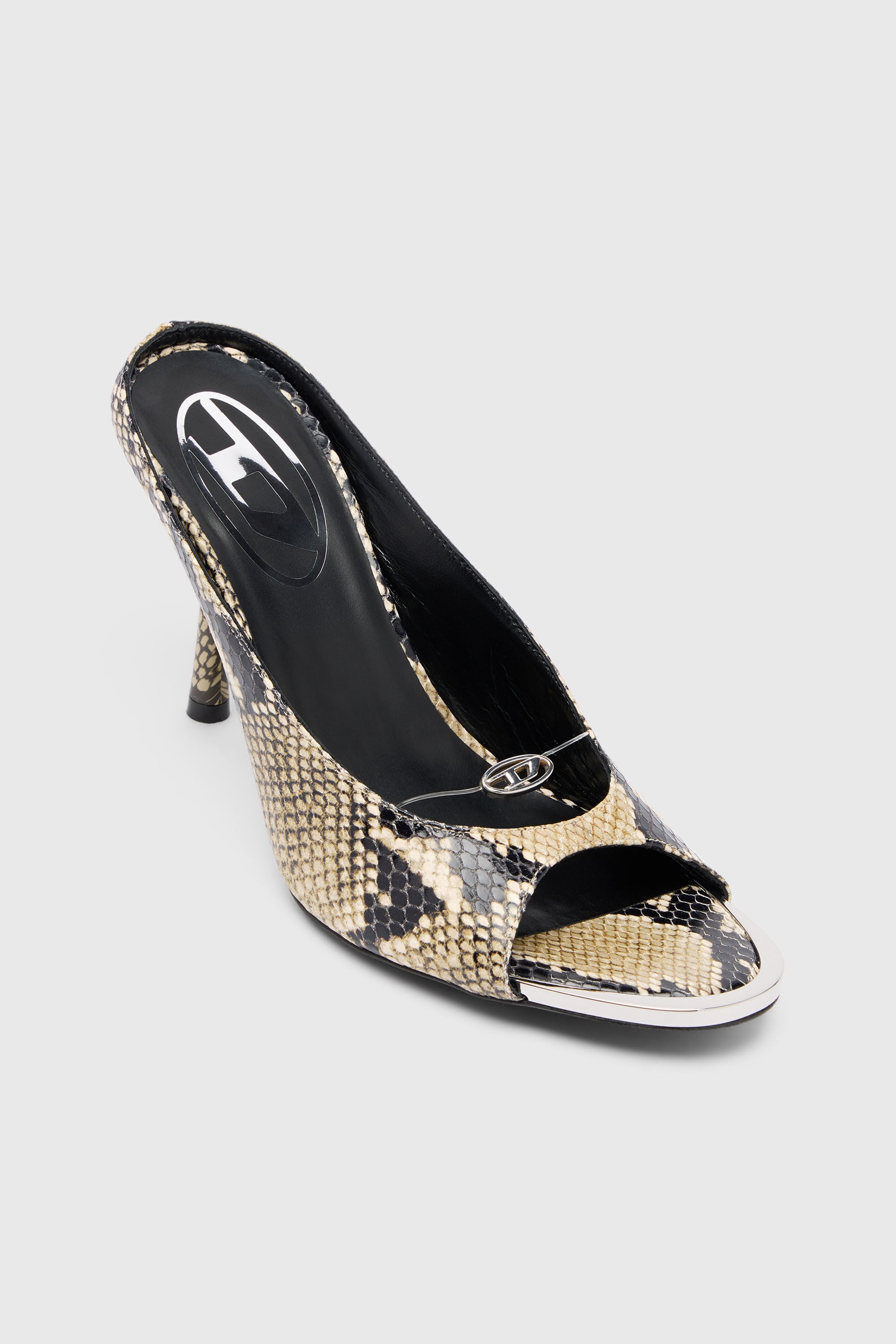 Diesel - D-DIAM'S SA 90, D-Diam&rsquo;s-Mule de cuero alta con lavado oscuro y D Oval flotante Mujer in Multicolor - 6