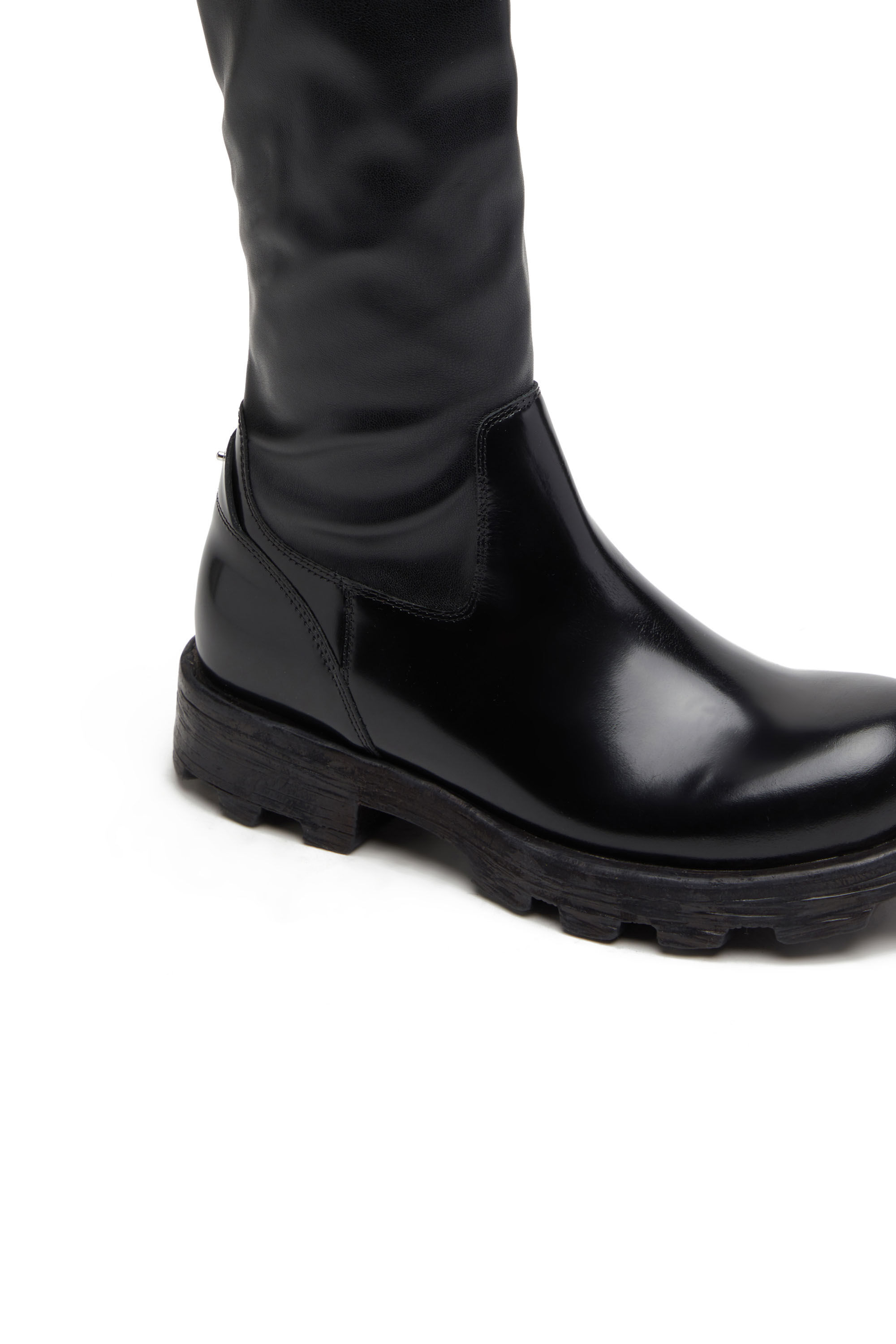 Diesel - D-HAMMER HCH, D-Hammer HCH - Bottes hauteur genou en cuir brillant Femme in Noir - 5