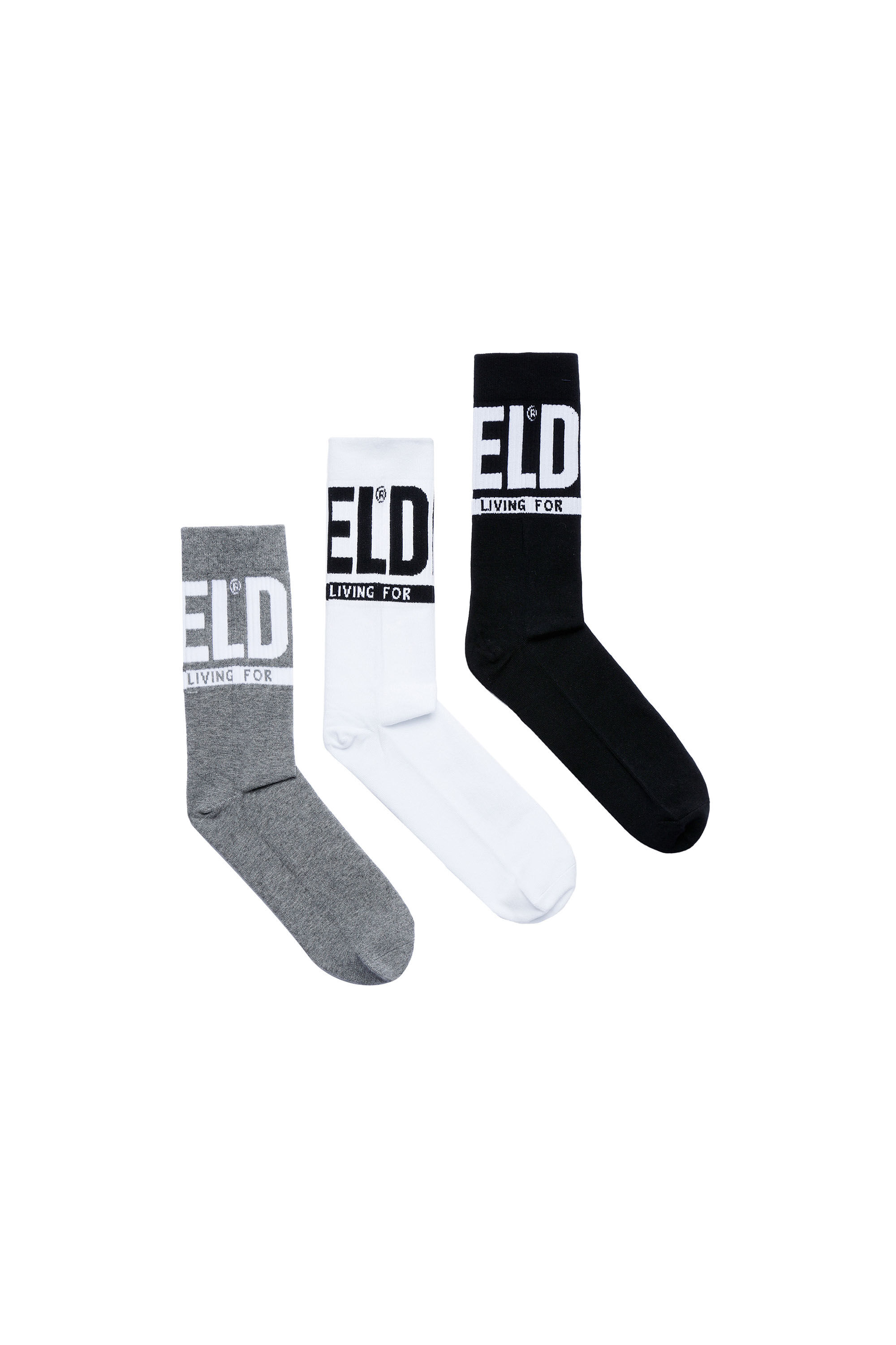 Diesel - SKM-RAY-THREEPACK, Male's 3-pack socks with Diesel logo in Grey/White - 1
