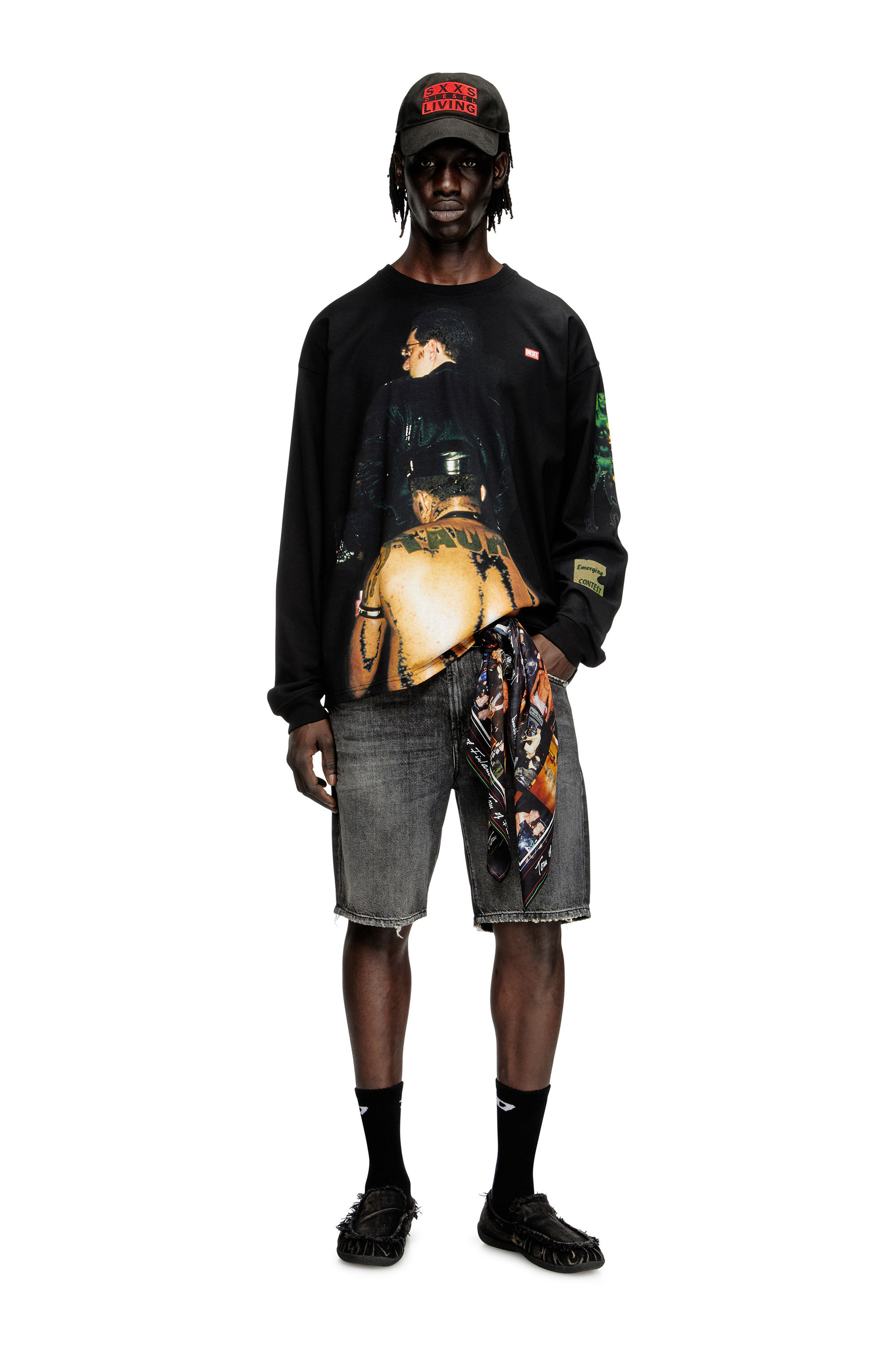 Women's Long-sleeve T-shirt with graphic print | Black | Diesel