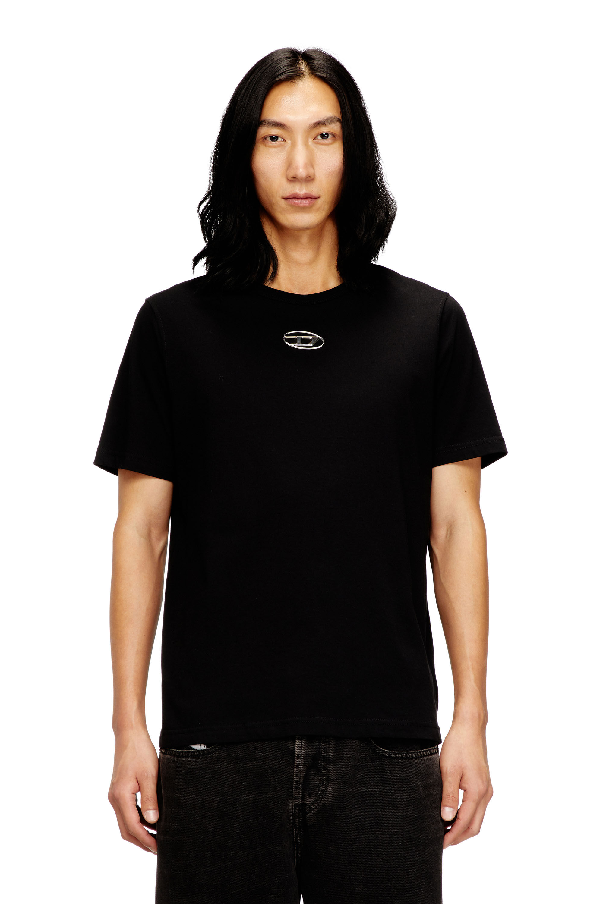 Diesel - T-ADJUST-OD, Camiseta con Oval D metálico Hombre in Negro - 3