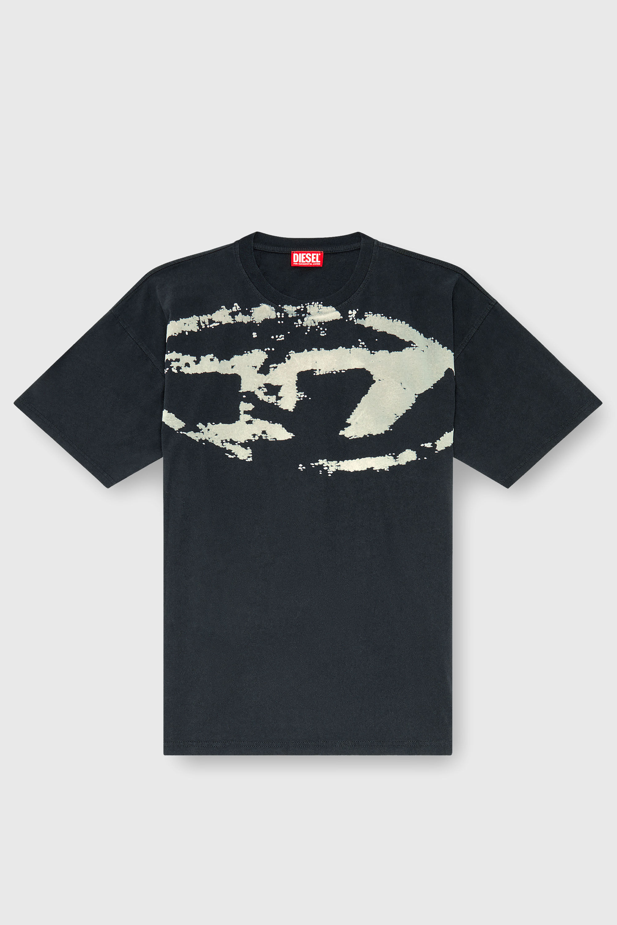 Men's T-shirt with distressed flocked logo | Black | Diesel US