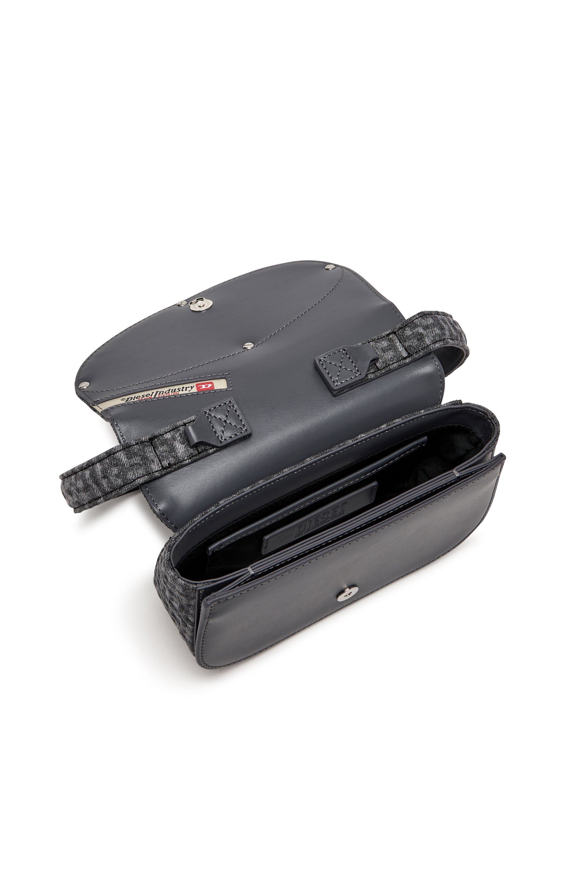 Diesel - 1DR, Woman's 1DR - Iconic monogram shoulder bag in crystal canvas in Black - 3