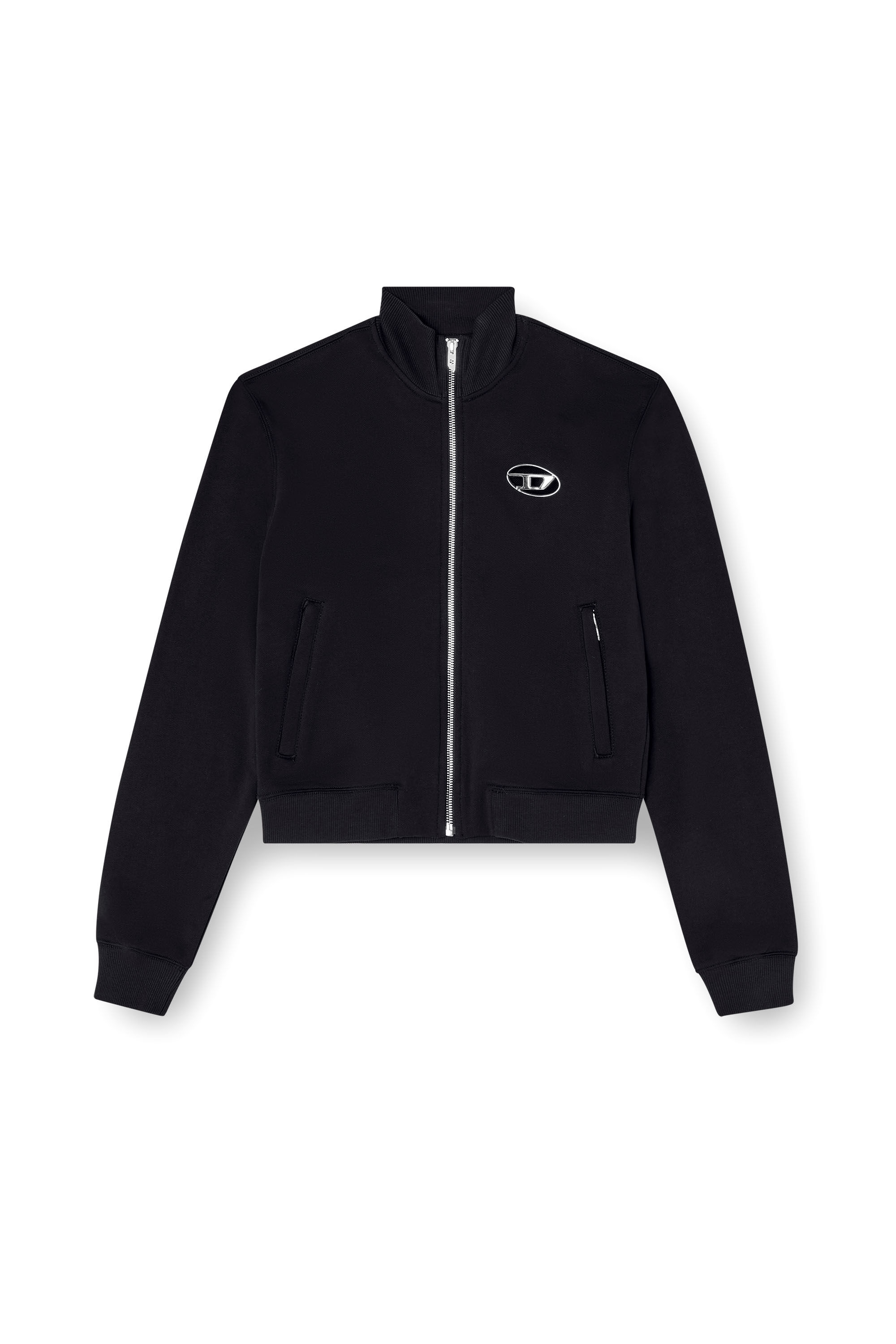 【DIESEL】25SS (W) D Patch Logo F-FLACIN Sweat Zip-up Jacket Women's Zip-up sweatshirt with cut-out logo | Black | Diesel