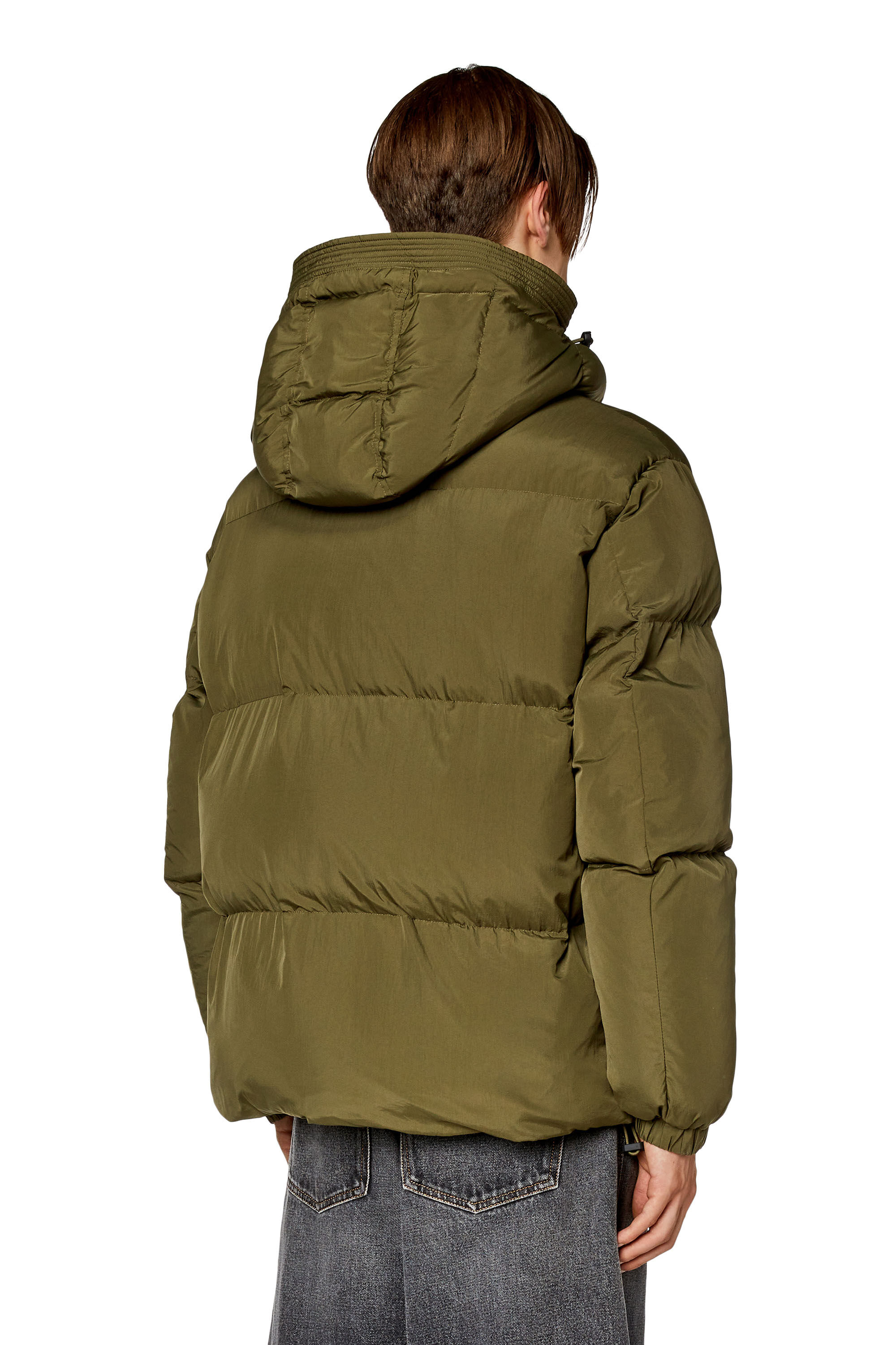 Diesel - W-ROLFYS-FD, Male's Puffer jacket with detachable hood in Military Green - 4