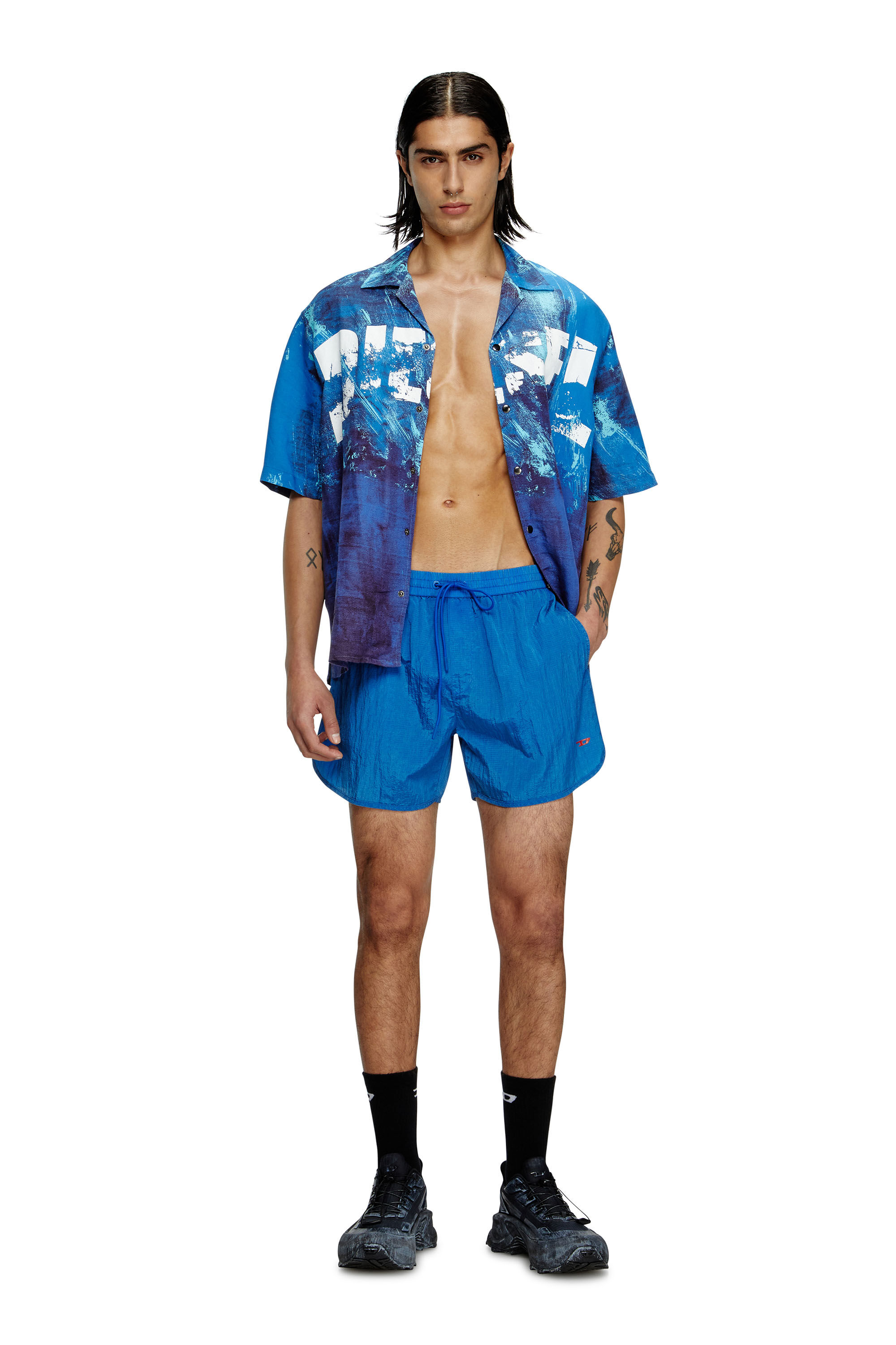 Diesel - JIMMIE-38-D-POP, Male's Mid-length swim shorts in treated ripstop in Blue - 2