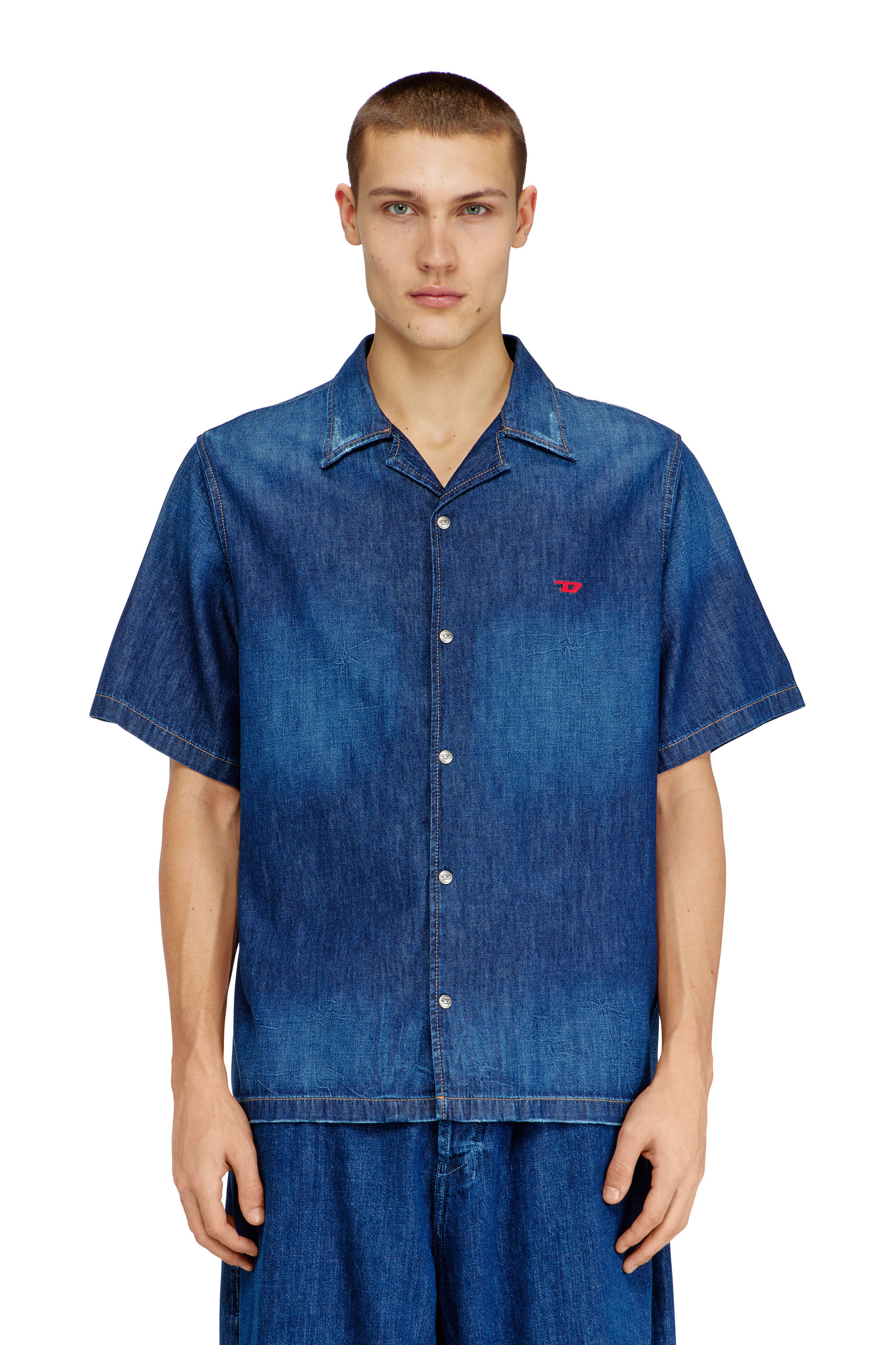 Men's Denim short-sleeve shirt | Blue | Diesel