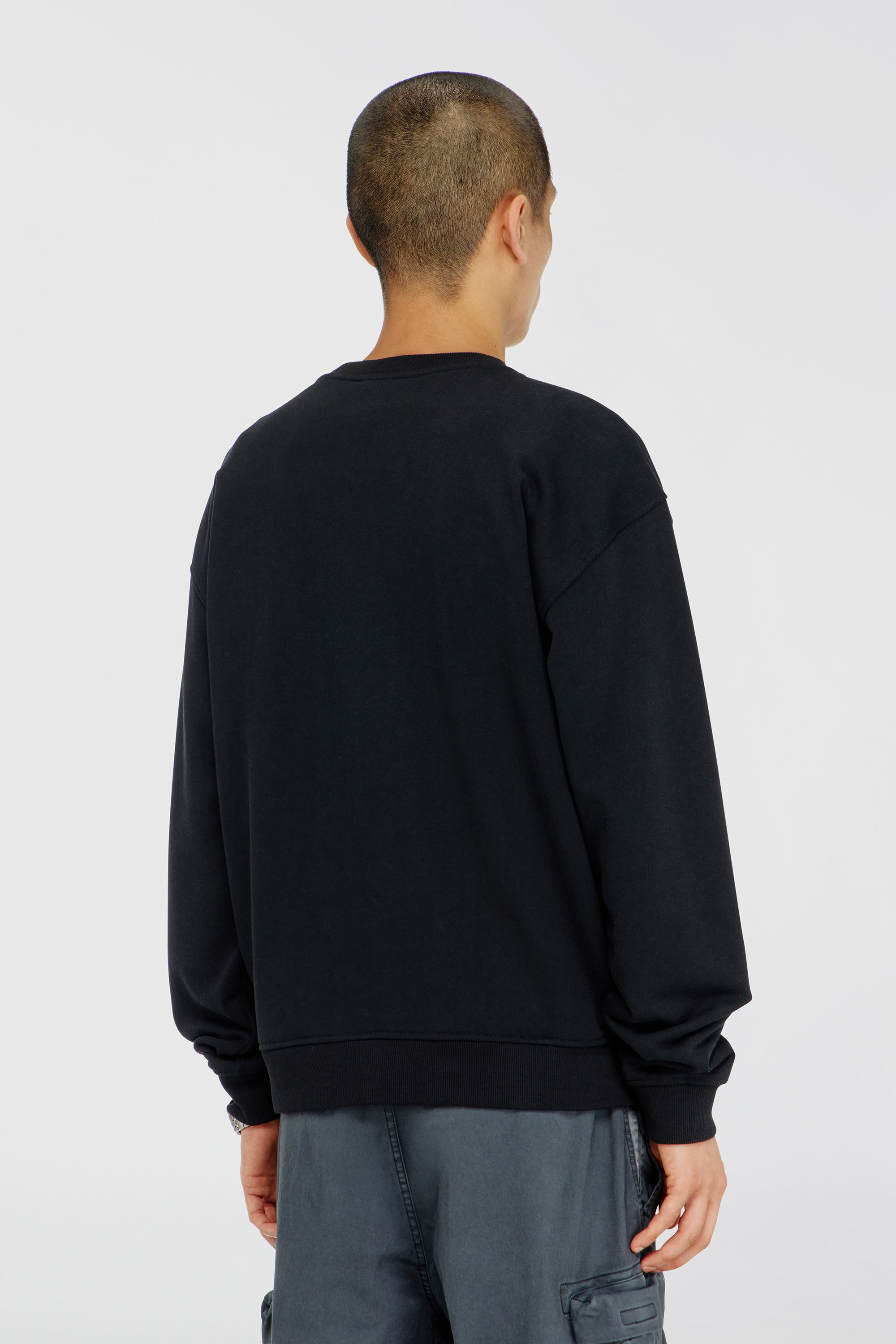 Diesel - S-NORM-AA5, Sweat-shirt en coton avec micro broderie logo Homme in Noir - 4