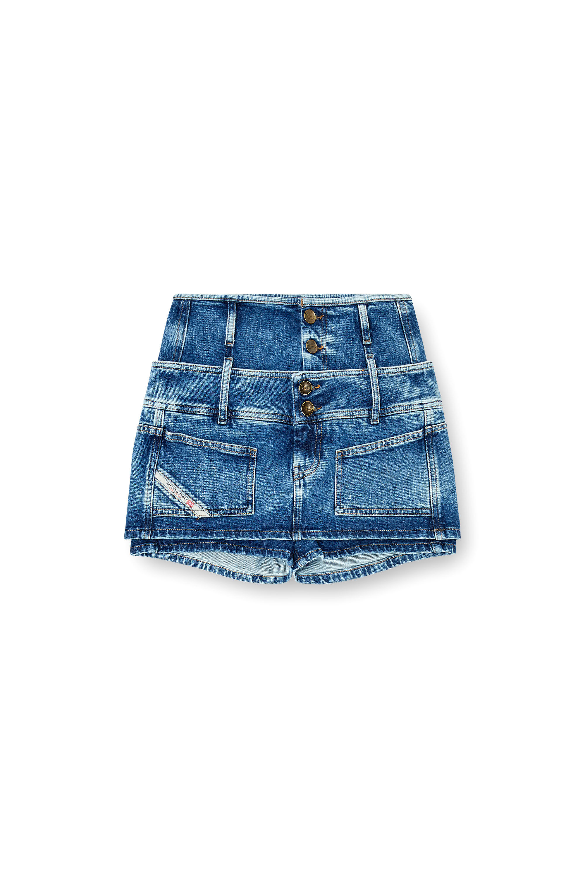 Women's Denim mini skort with double waist | Blue | Diesel