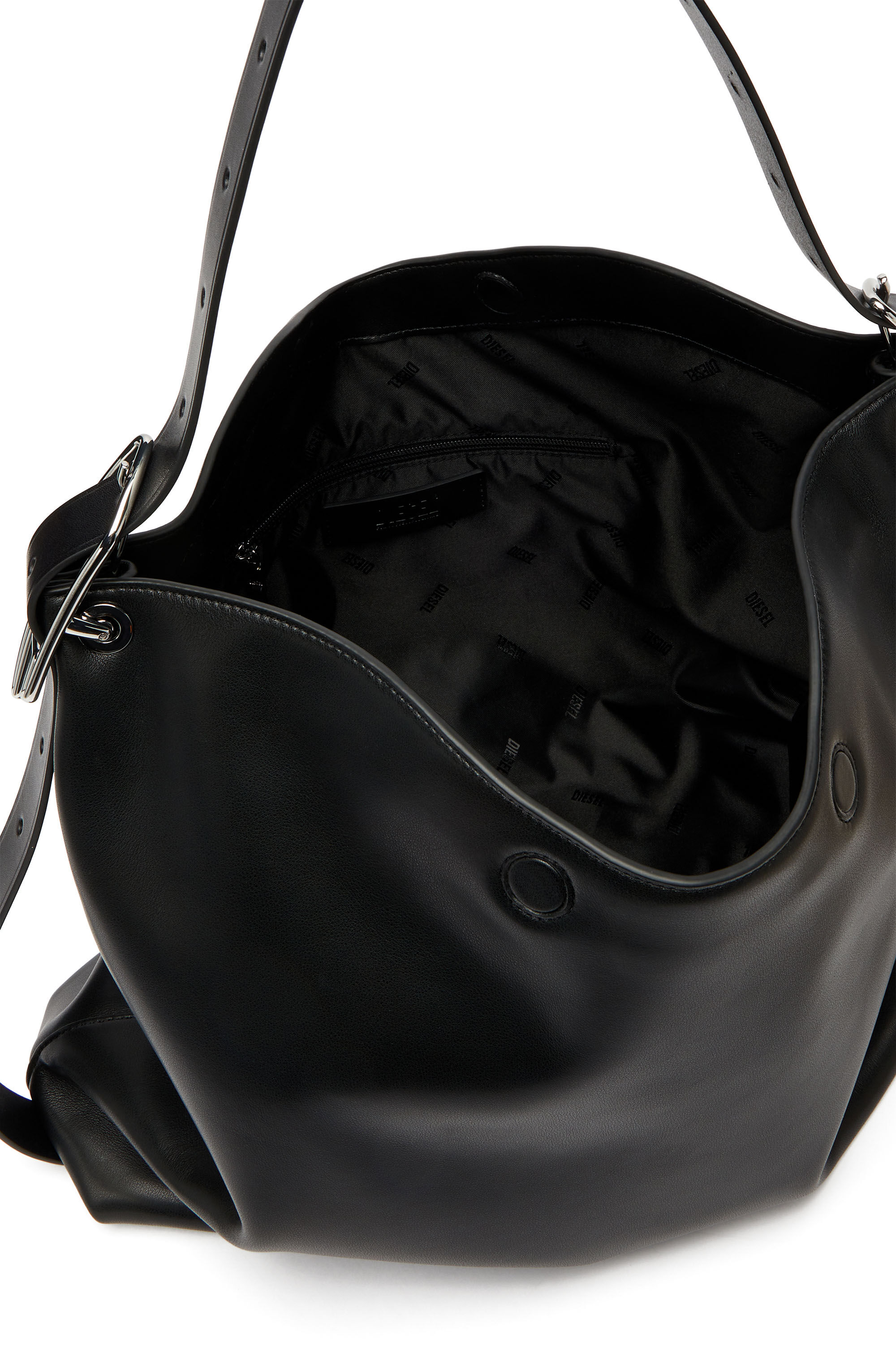 Women's D-Line-Leather hobo bag | Black | Diesel