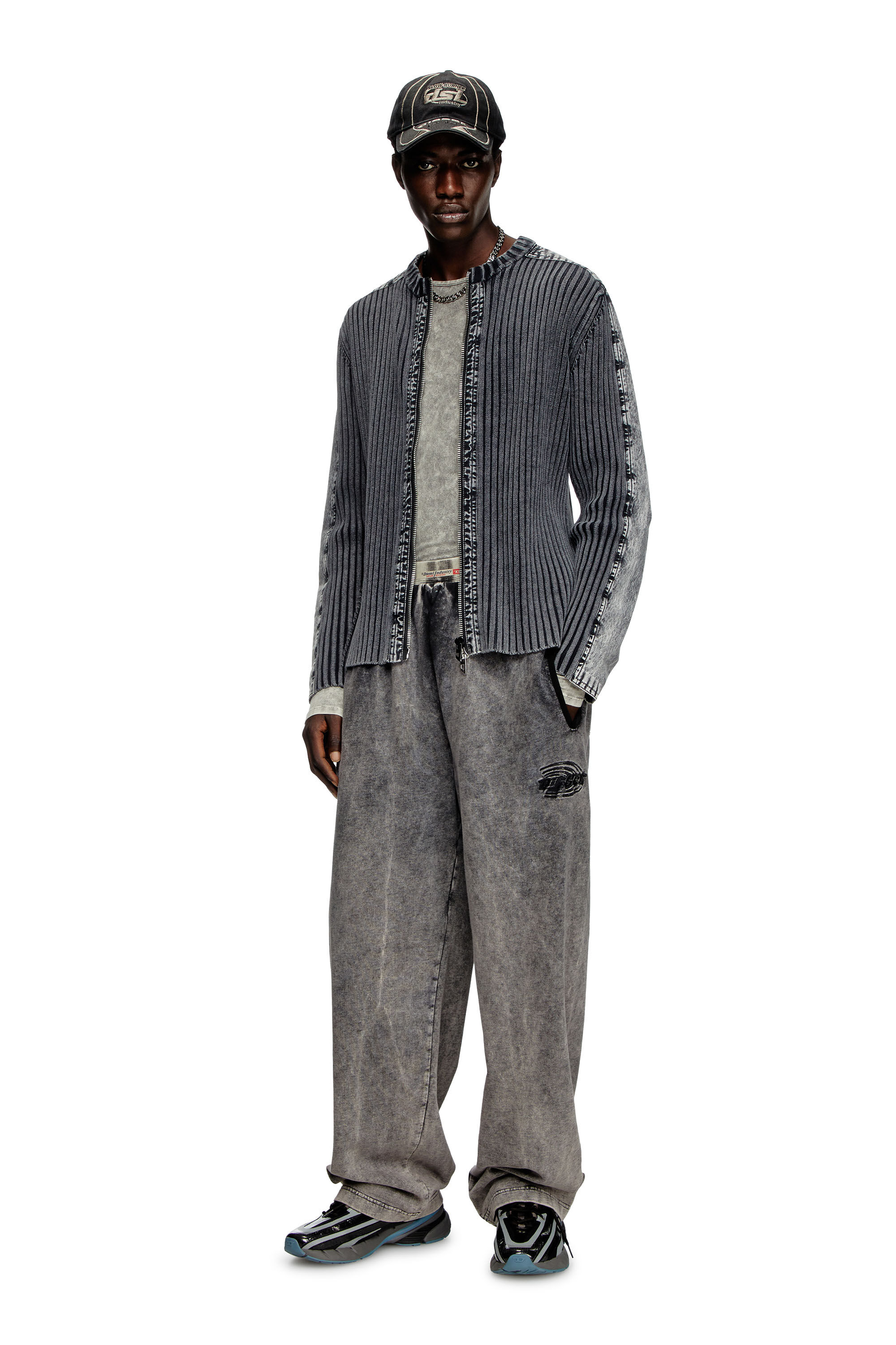 Men's Zip-up cardigan with contrast panels | Grey | Diesel