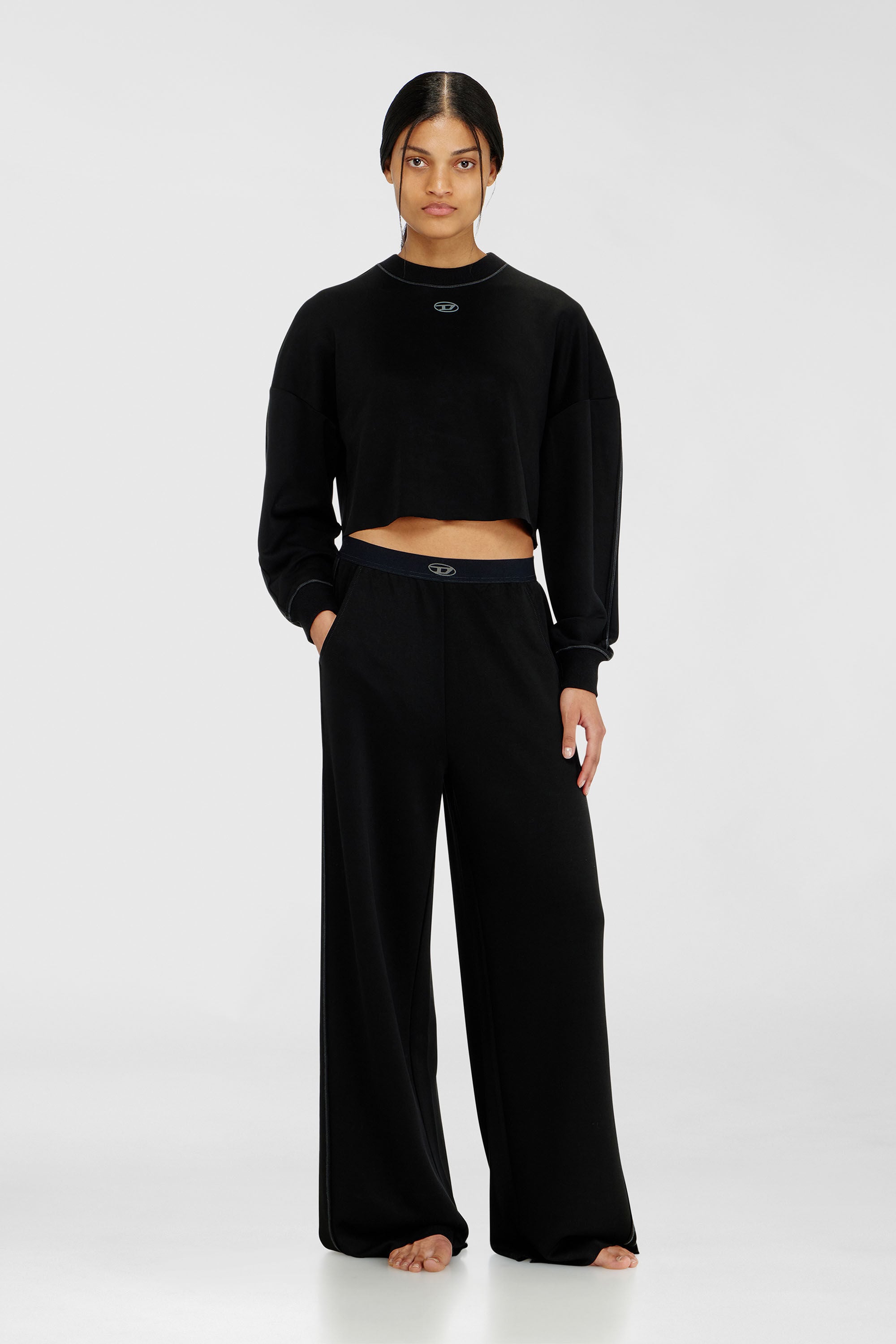 Diesel - ALYSA-UTLT, Woman's Track pants in light stretch scuba in Black - 3