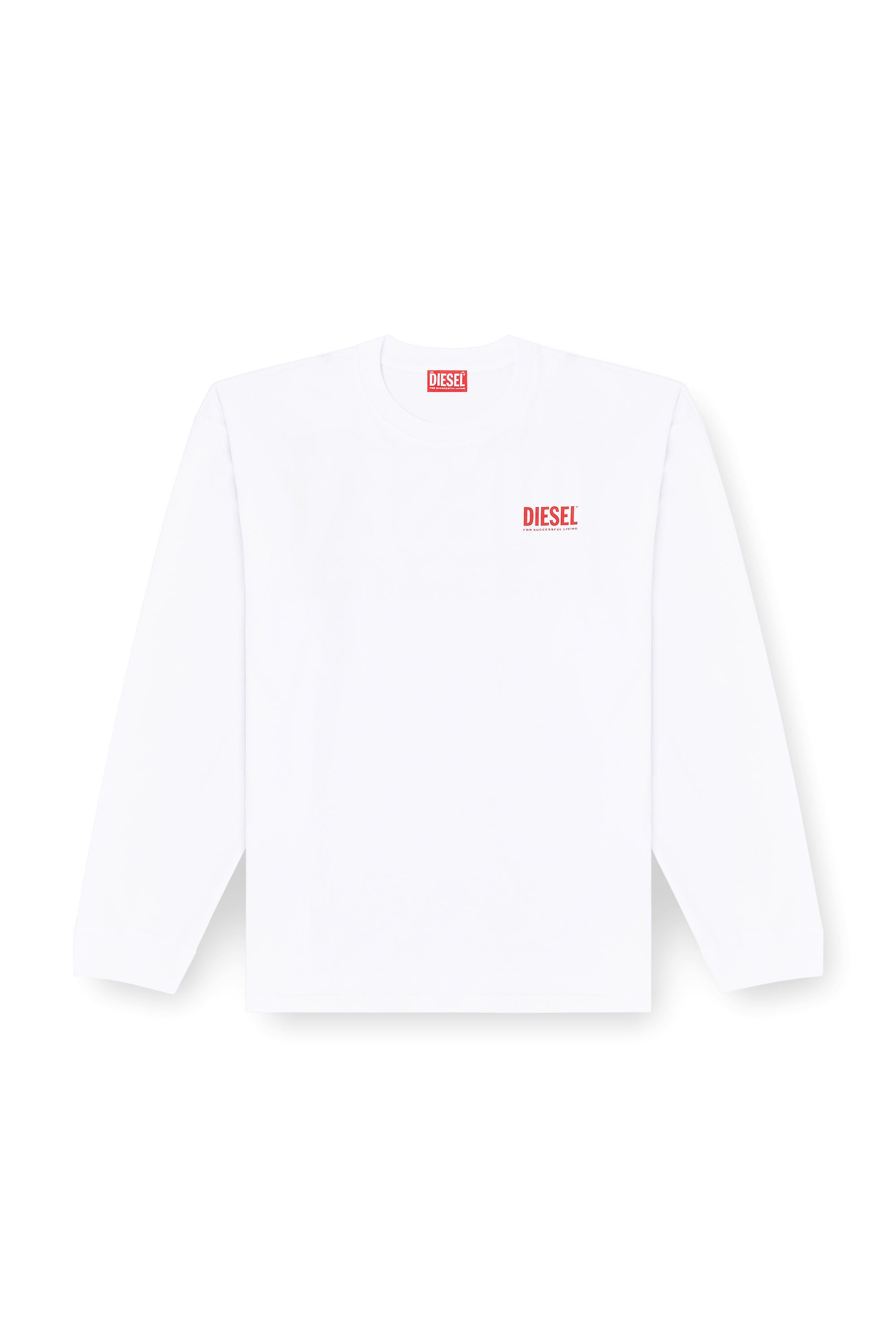 Diesel - T-BOXT-LS-BISK, T-shirt &agrave; manches longues d&eacute;contract&eacute;e avec logo Biscotto Homme in Blanc - 2
