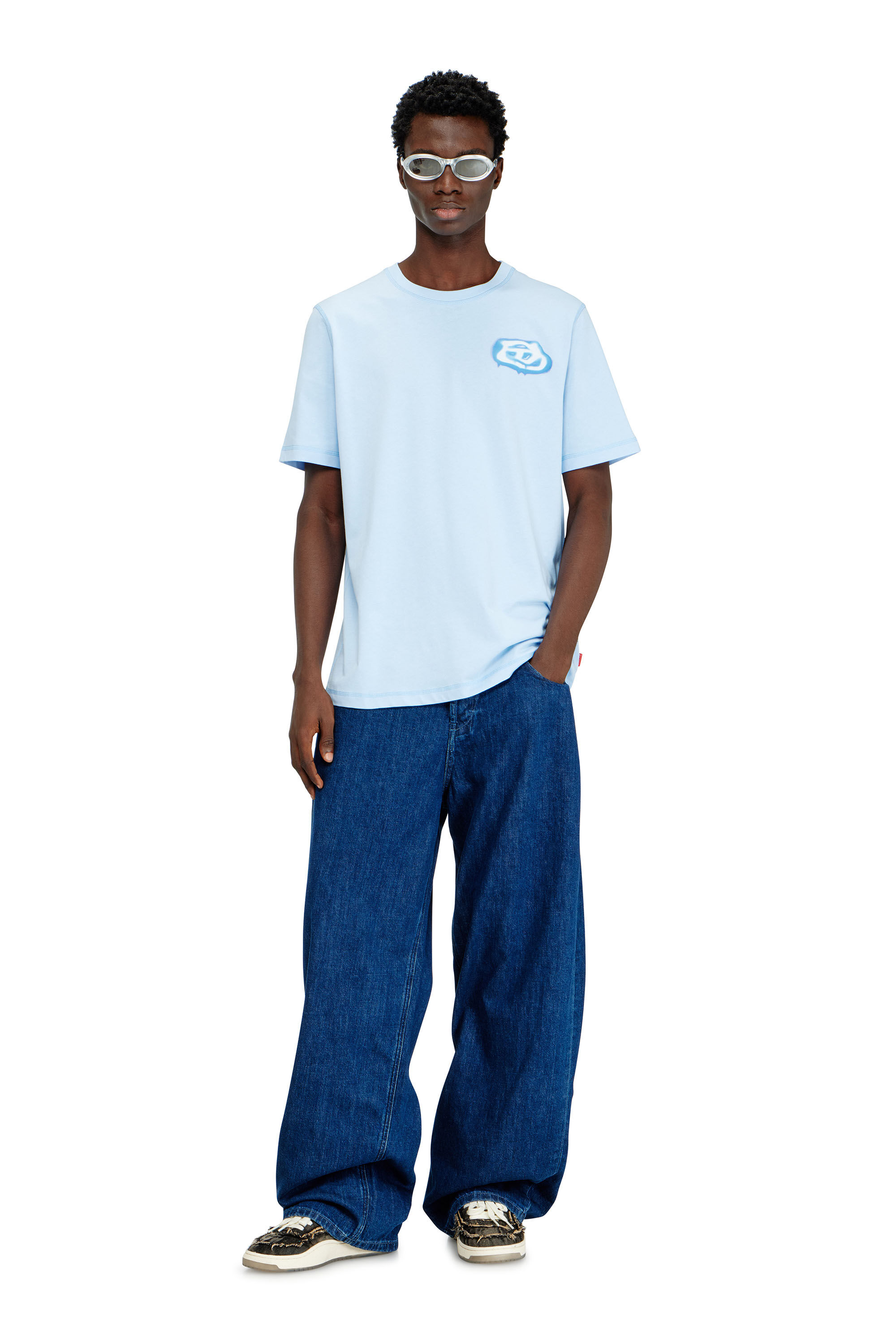 Men's T-shirt with Oval D logo print | Blue | Diesel