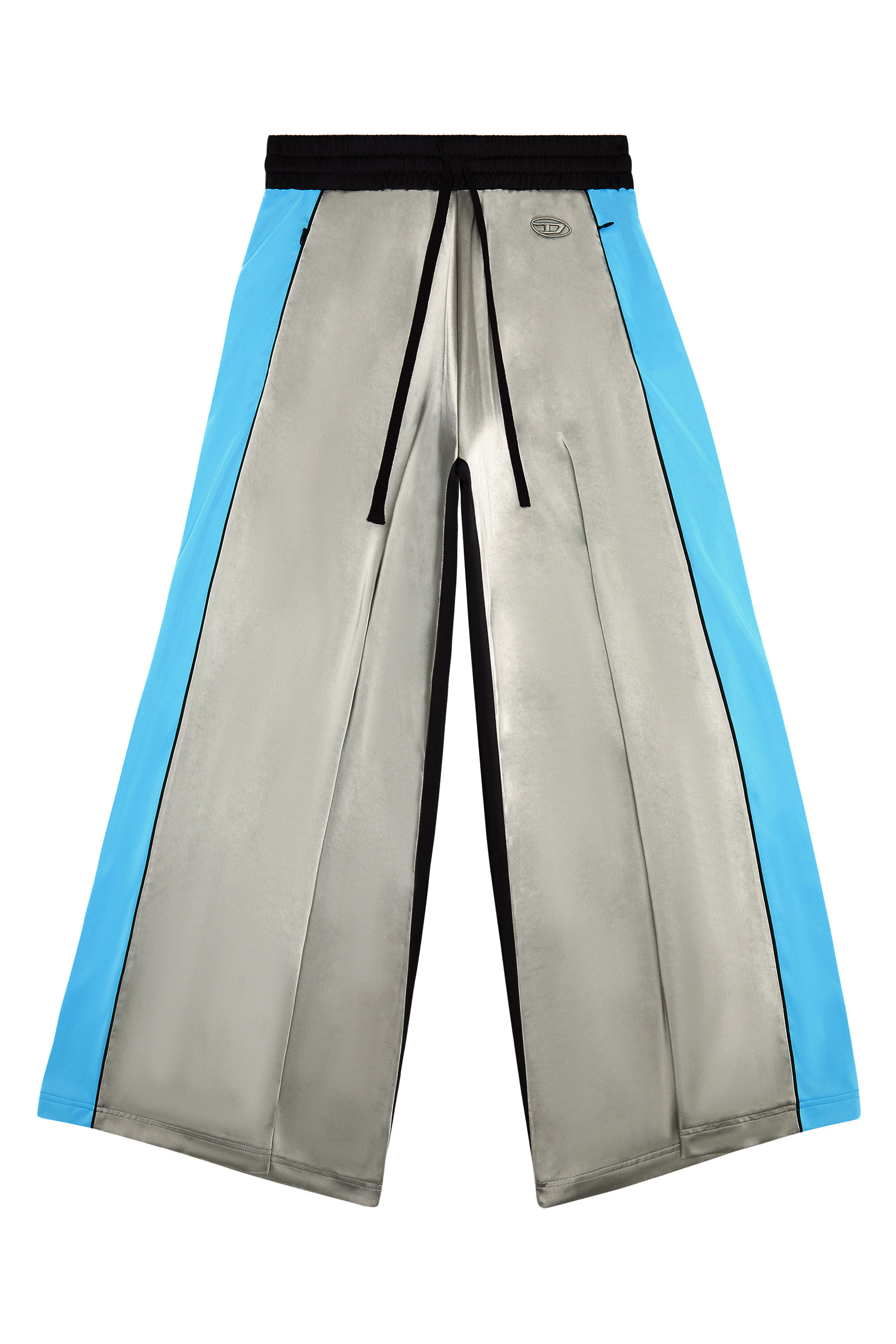 Diesel - P-WILD, Female's Palazzo pants in satin and double knit in Blue/Grey - 2