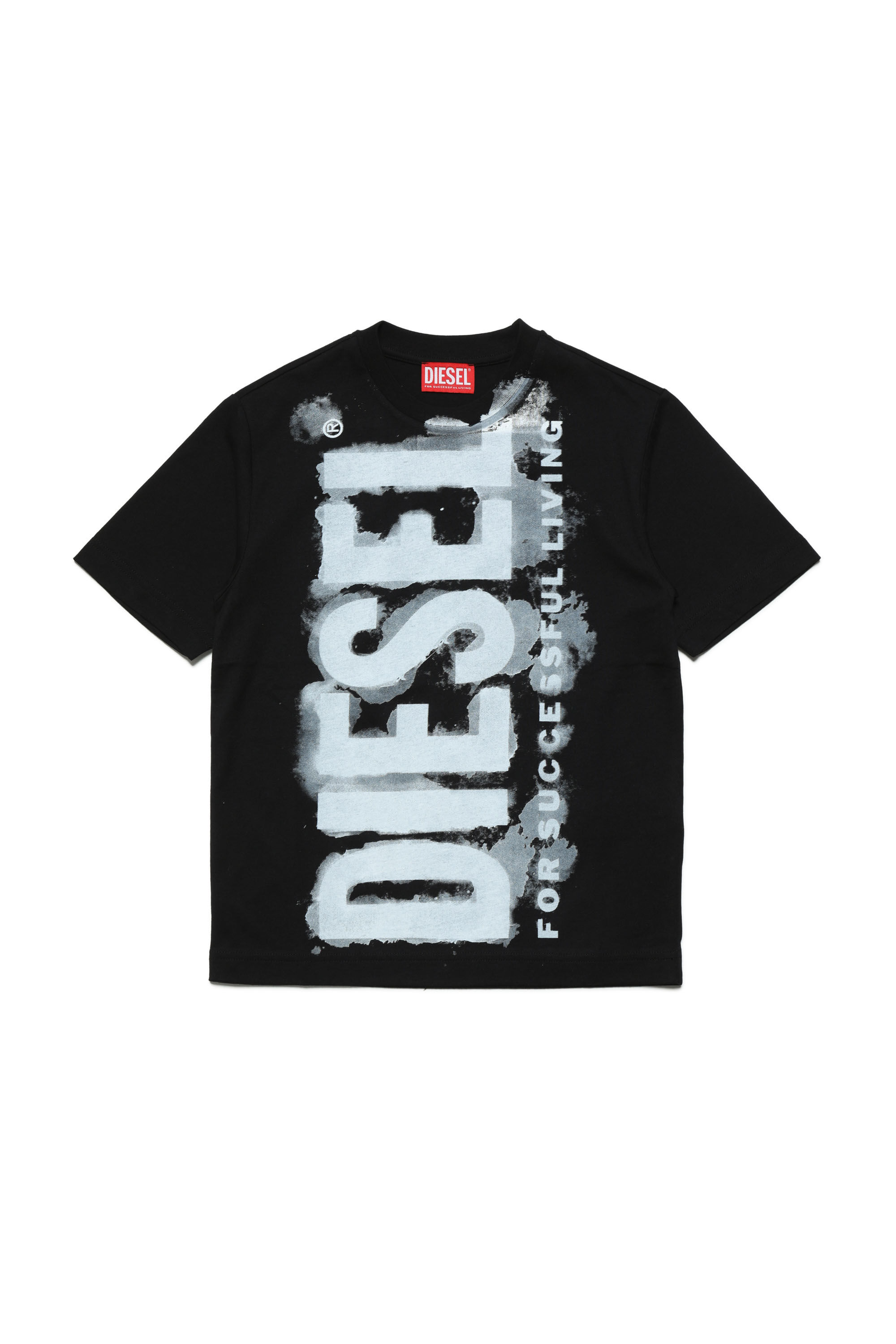 Diesel - TJUSTE16 OVER, Male's T-shirt with watercolour logo in Black - 1