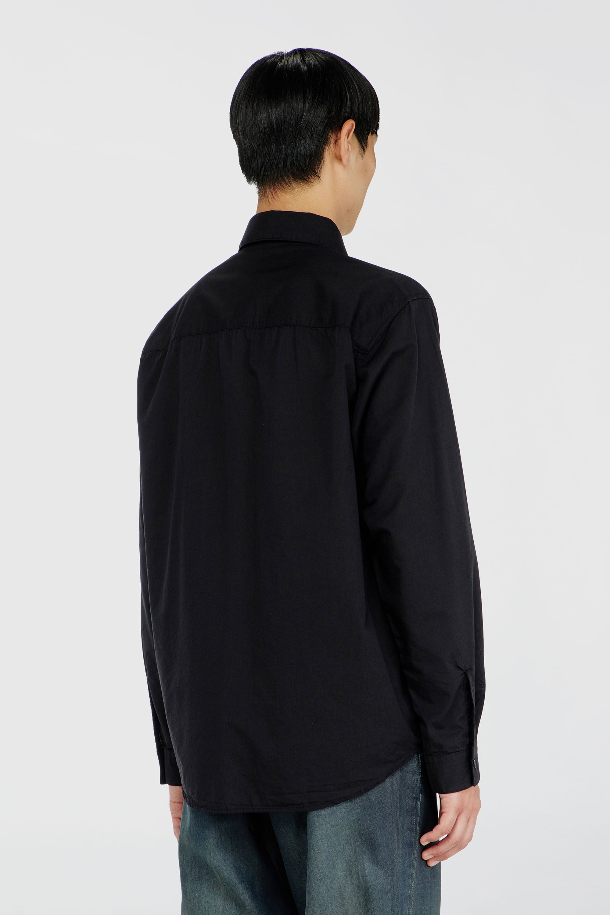 Diesel - S-SIMPLY-A-JMCK, Man's Cotton-cupro shirt with embroidered patch in Black - 4