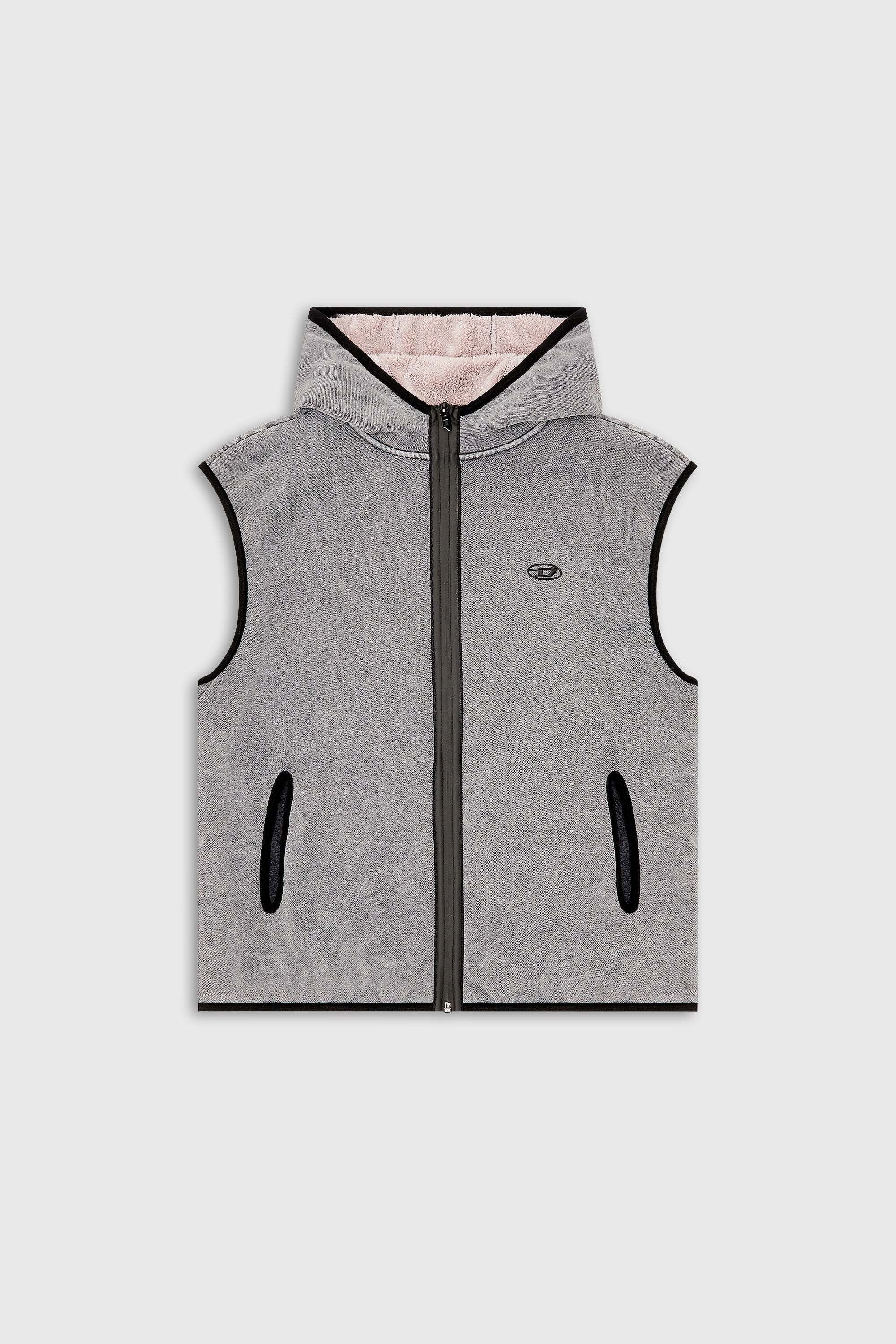 Diesel - S-HAKY-NEW, Man's Sleeveless zip-up hoodie in Grey - 2