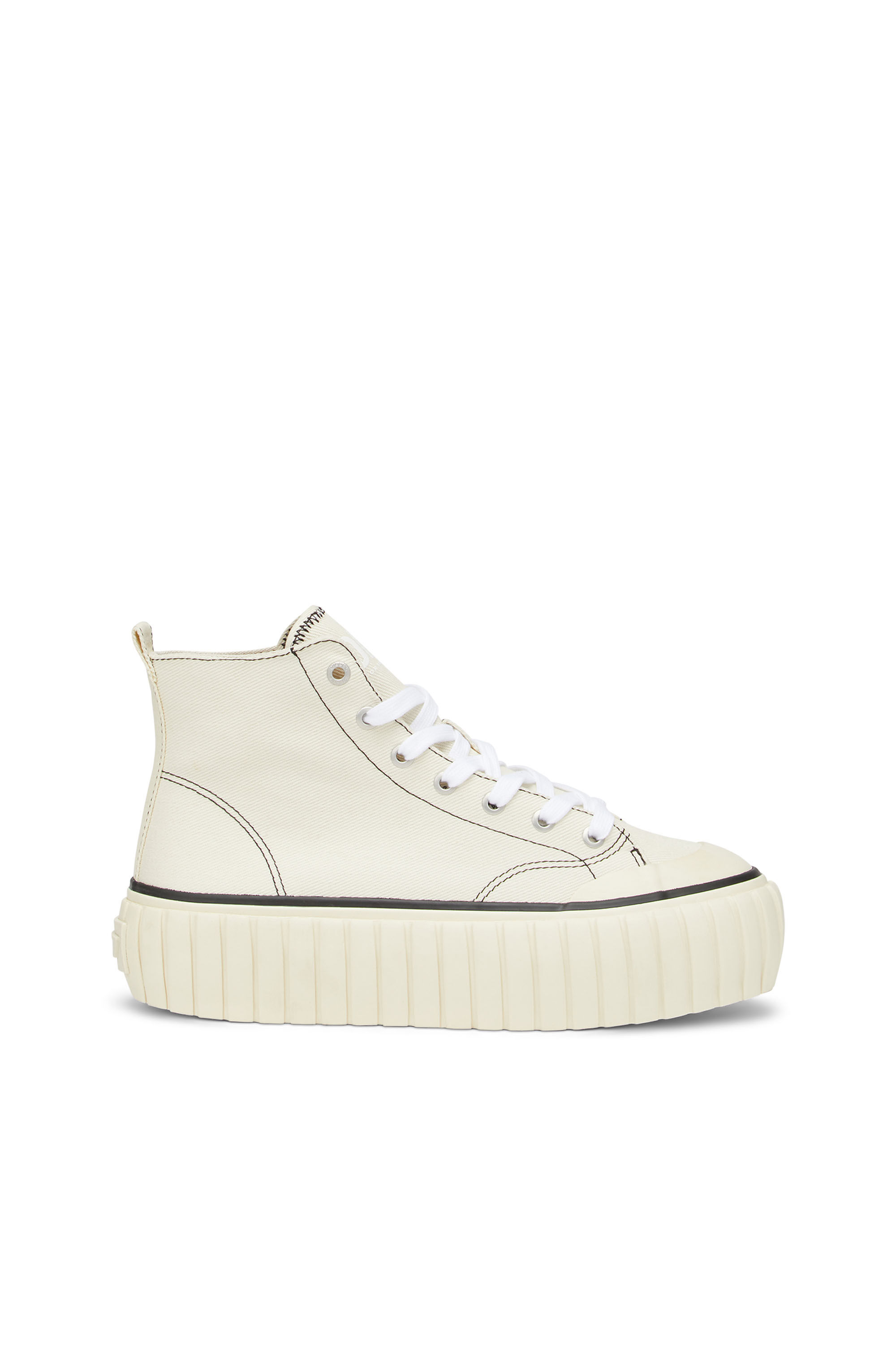Diesel - S-HANAMI MID W, Female's High-top flatform sneakers in canvas denim in White - 1