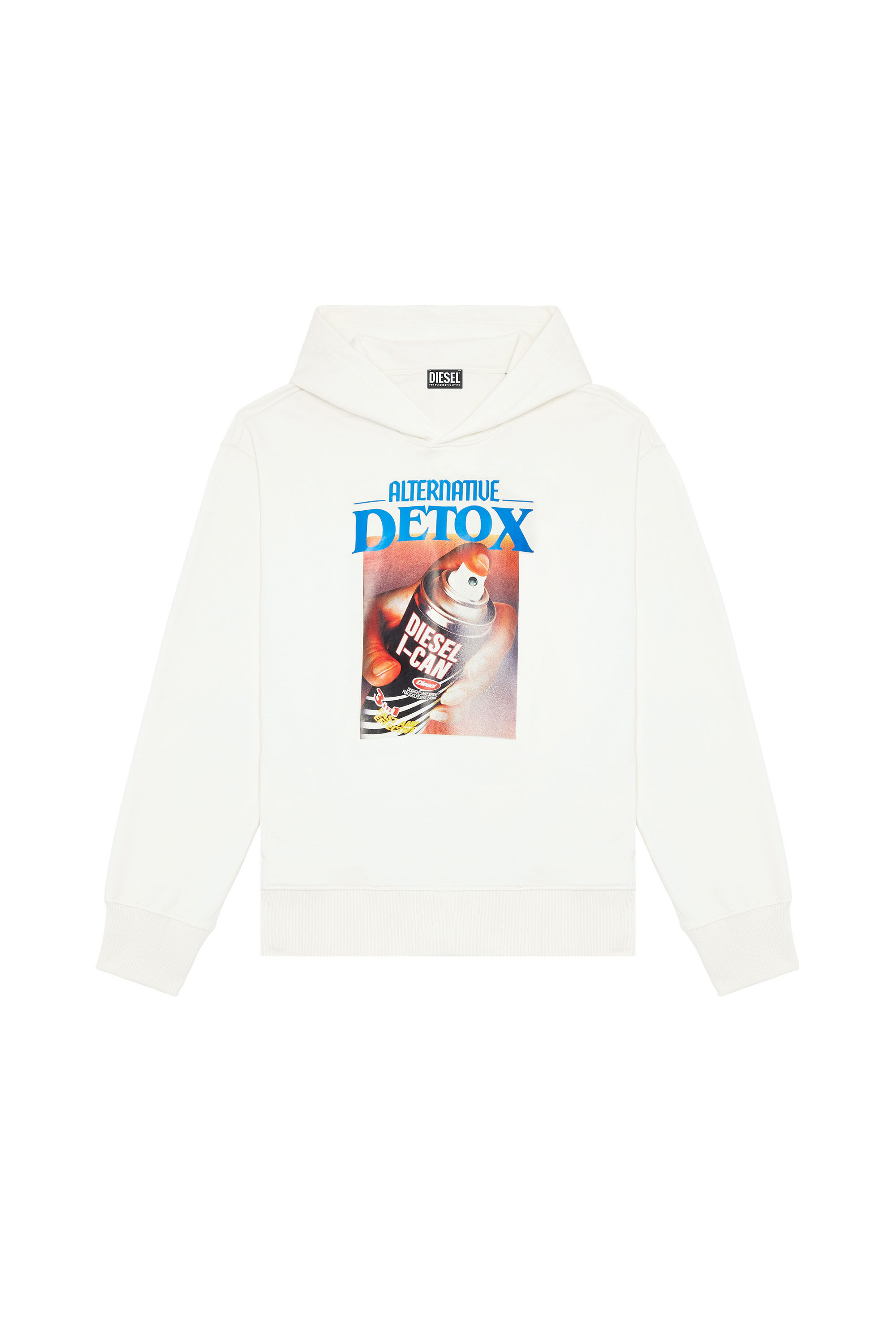 Diesel - S-MACSOUT-HOOD, Male's Hoodie with Diesel can print in White - 5