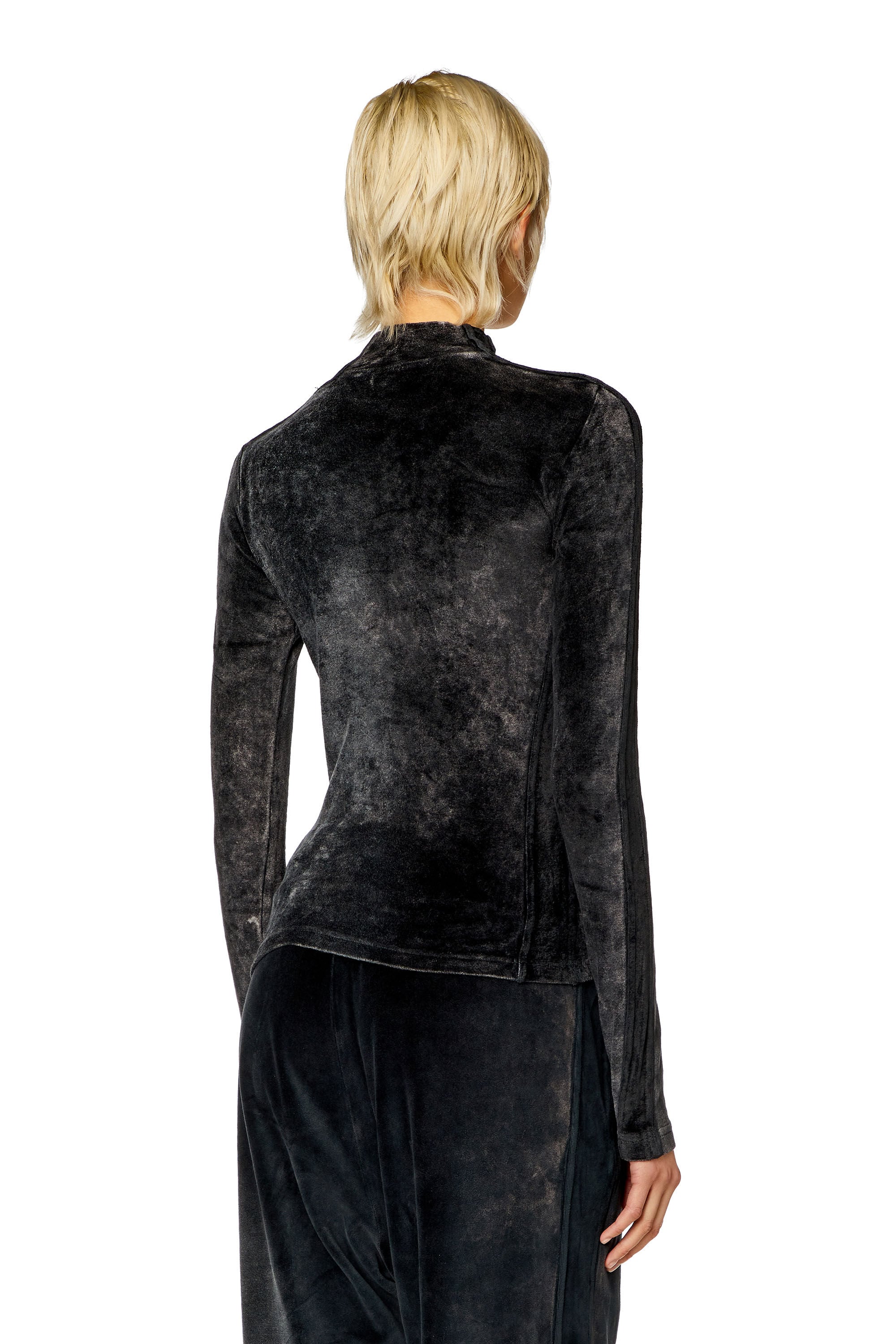Women's Mock-neck top in faded chenille | Black | Diesel {{Country}}