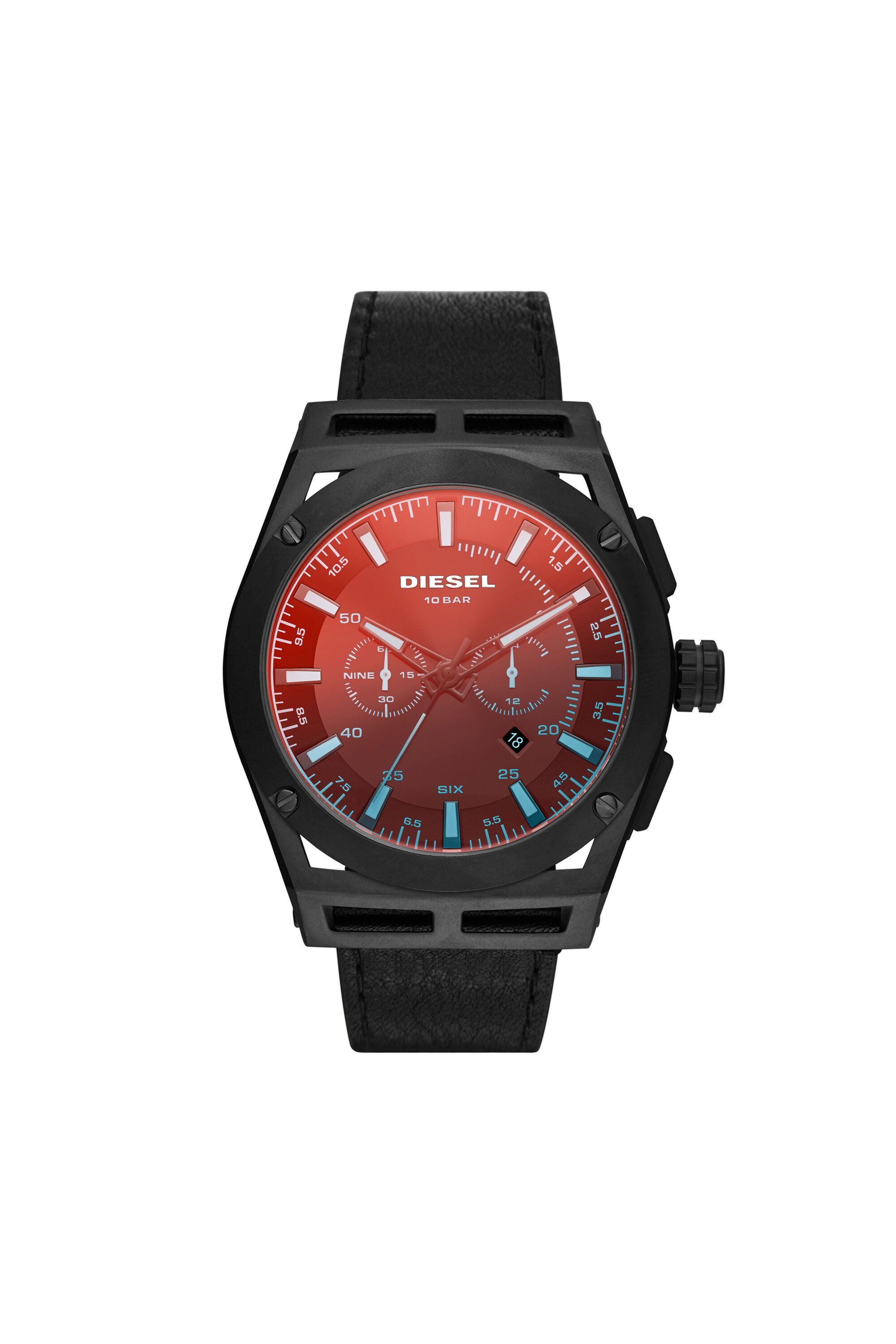 Diesel - DZ4544, Montre Timeframe chronographe en cuir noir Homme in Noir - 1