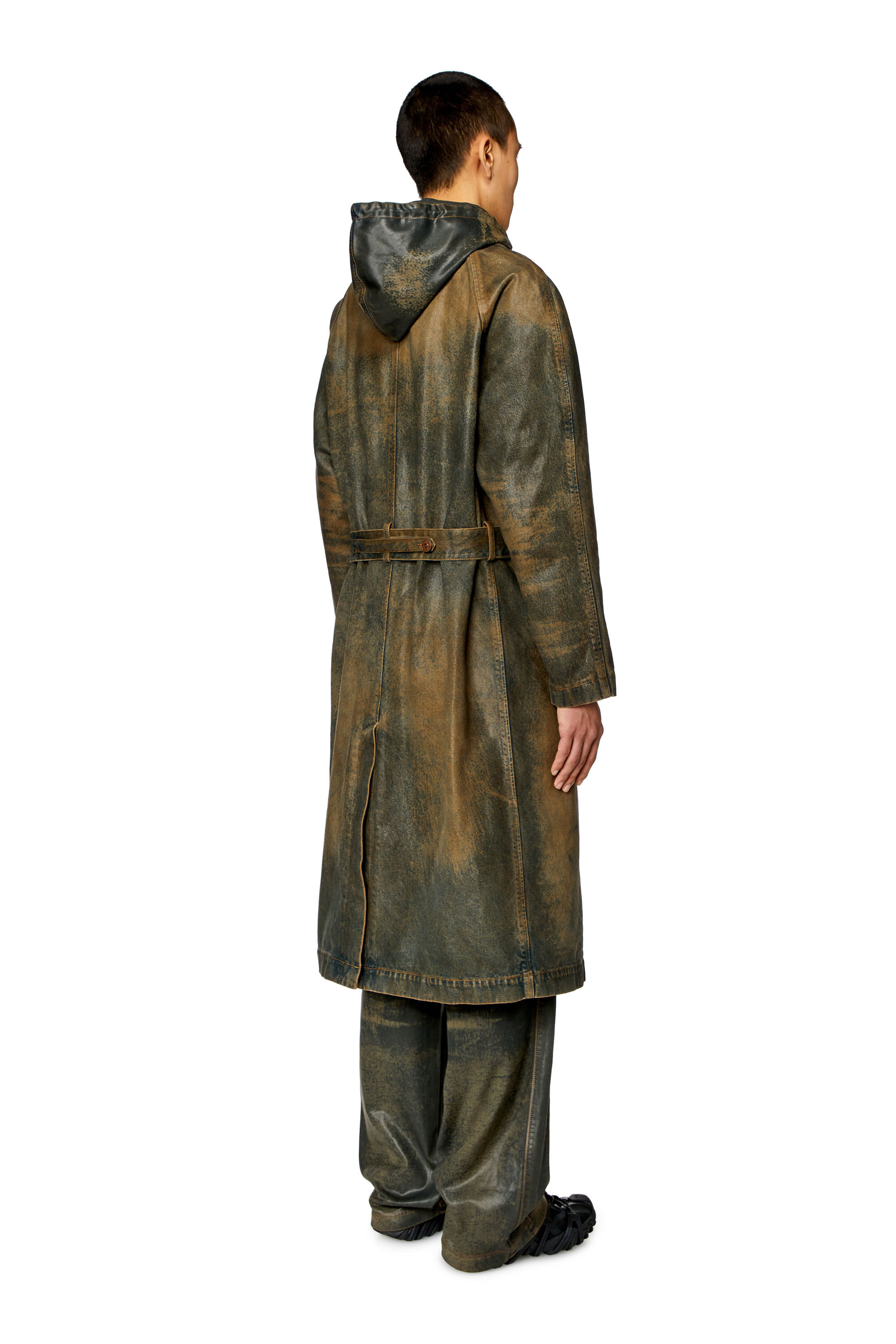 Women's Trench coat in coated denim | Brown | Diesel {{Country}}