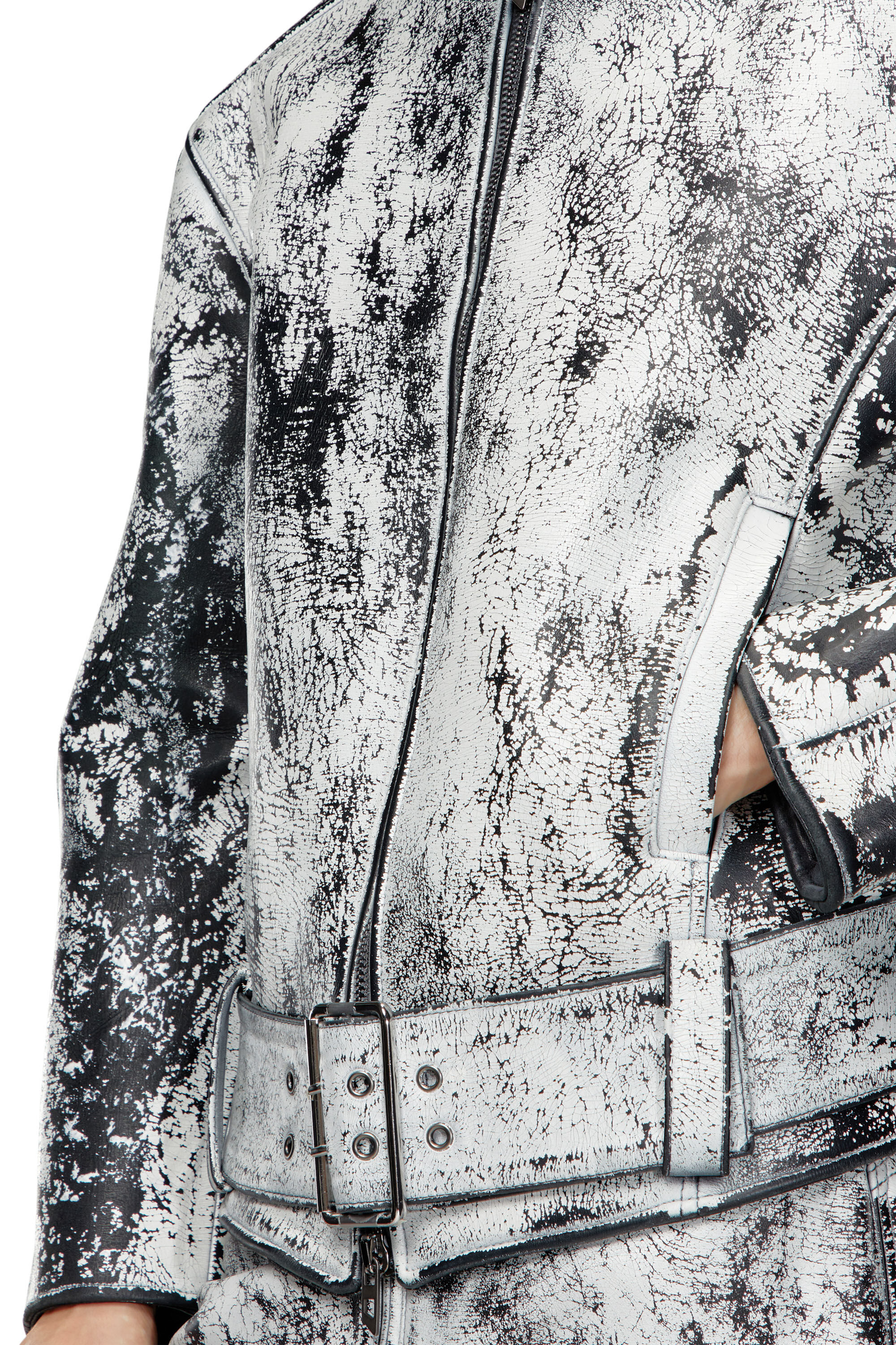 Men's Oversized biker jacket in treated leather | Multicolor | Diesel