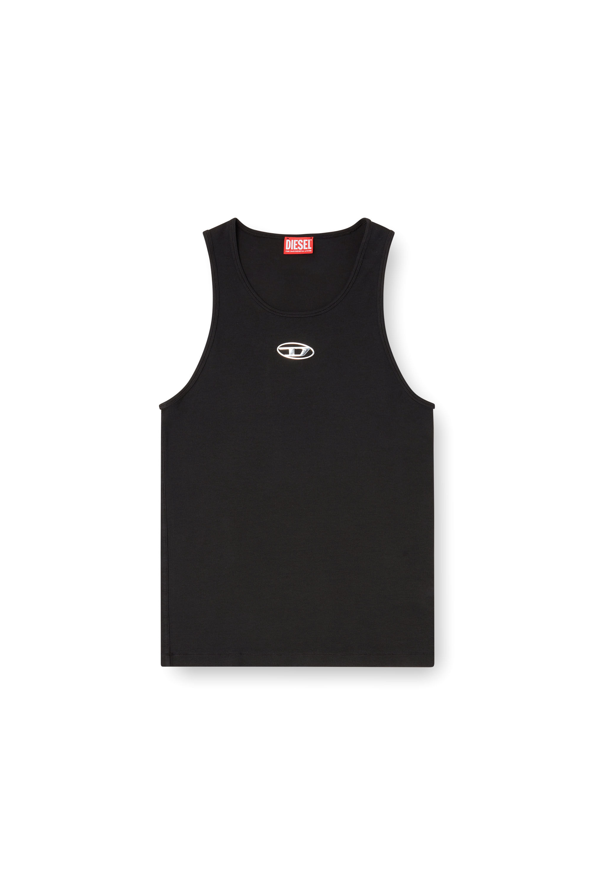 Men's Cotton tank top with logo | Black | Diesel US