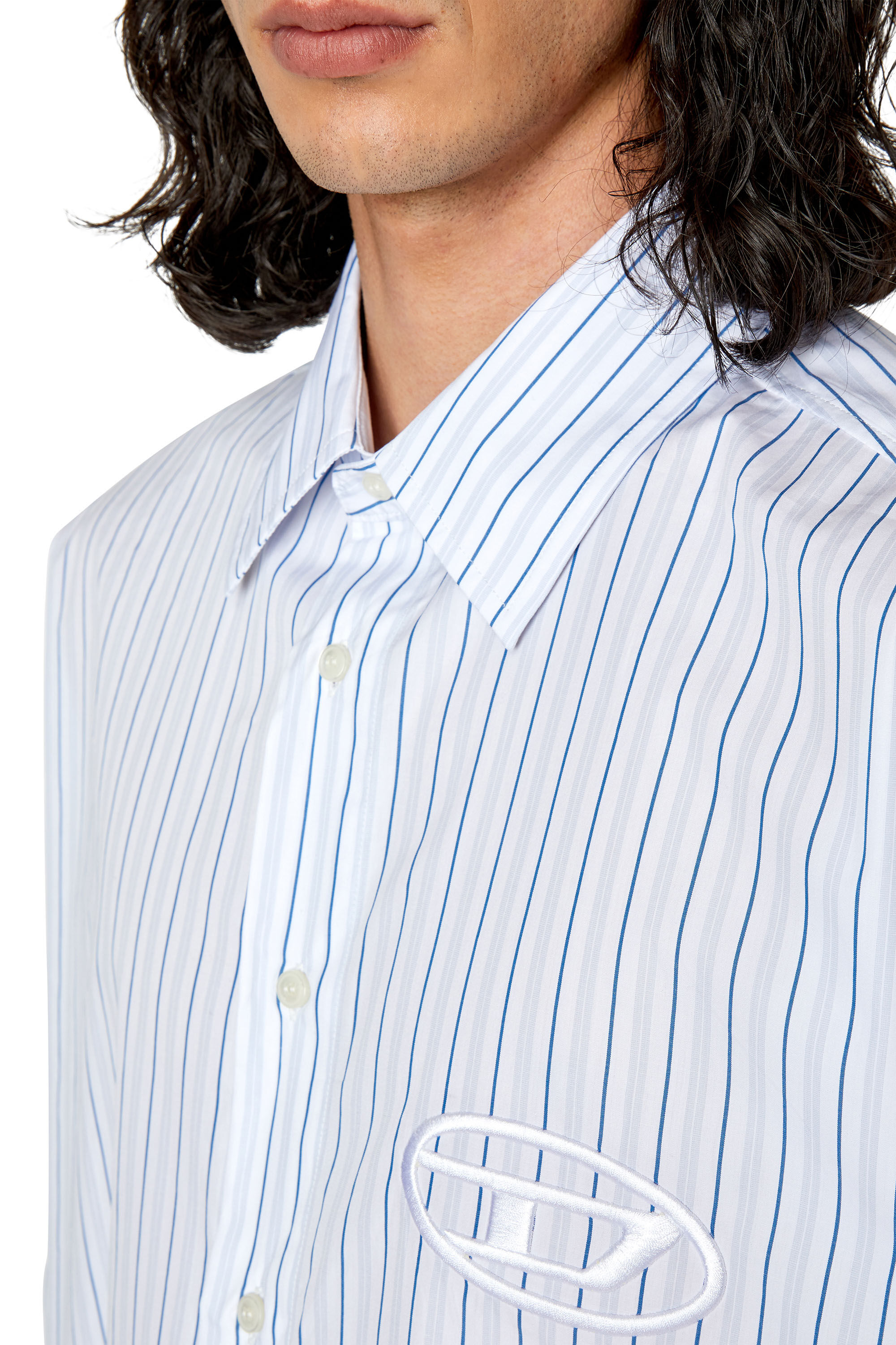Diesel - S-DOUBLY-STRIPE, Chemise en coton fin avec motif à rayures Homme in Polychrome - 4
