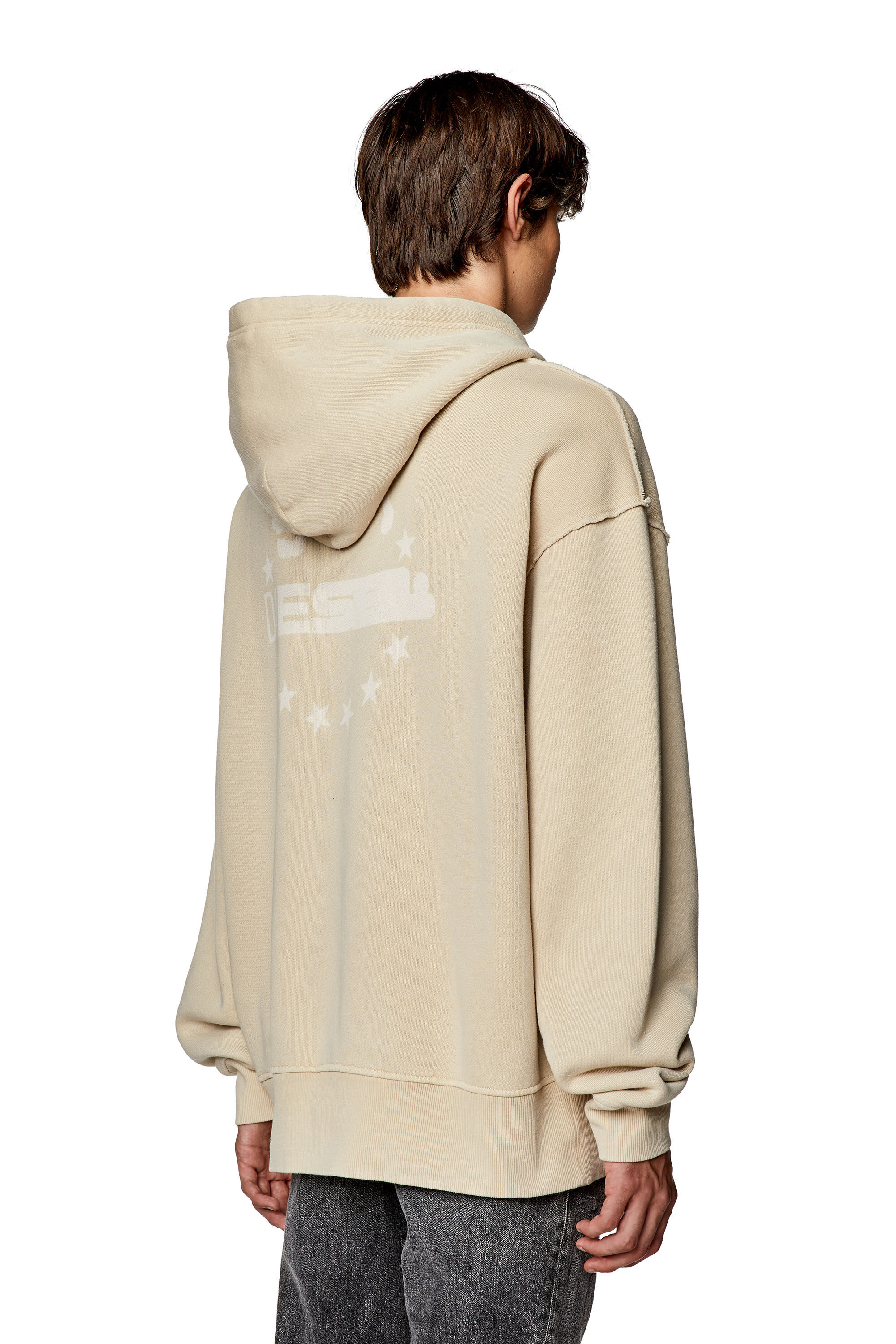 Diesel - S-MACS-HOOD-RW, Sweat-shirt à capuche avec logo Diesel Panther Homme in Beige - 4