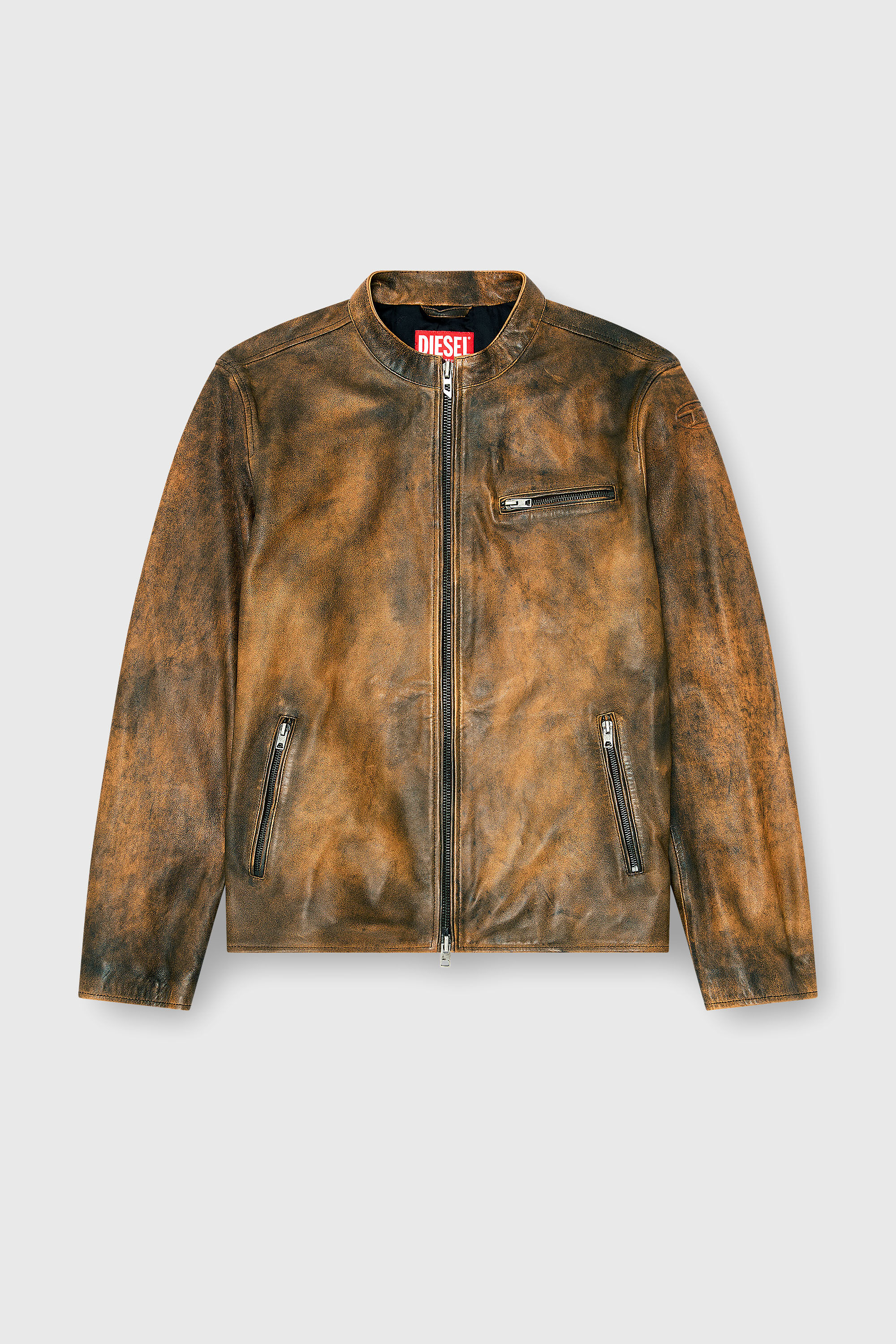 dieselレザージャケット Men's Biker jacket in treated leather | Brown | Diesel US