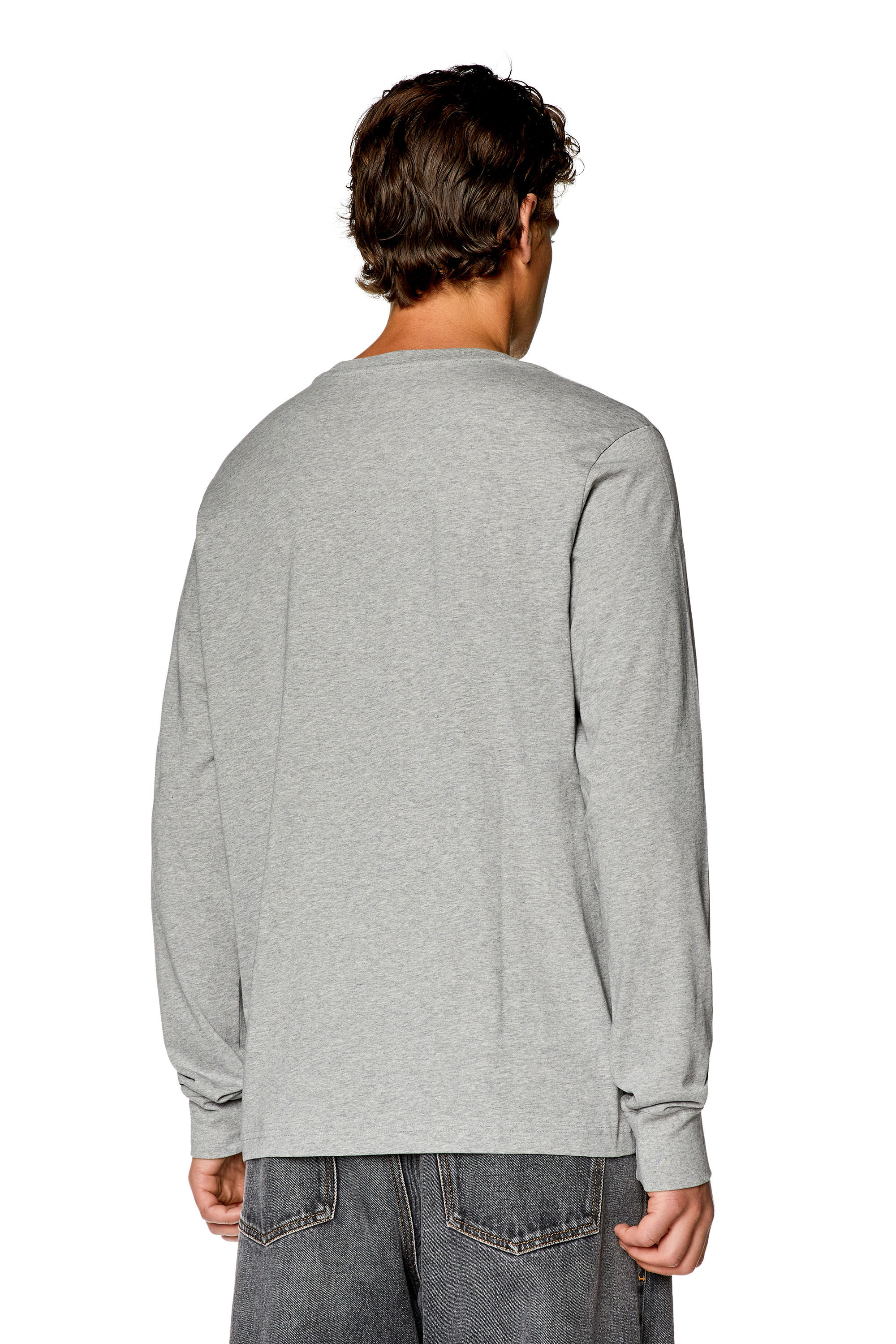 Diesel - T-JUST-LS-D, T-shirt à manches longues avec empiècement à logo Homme in Gris - 4