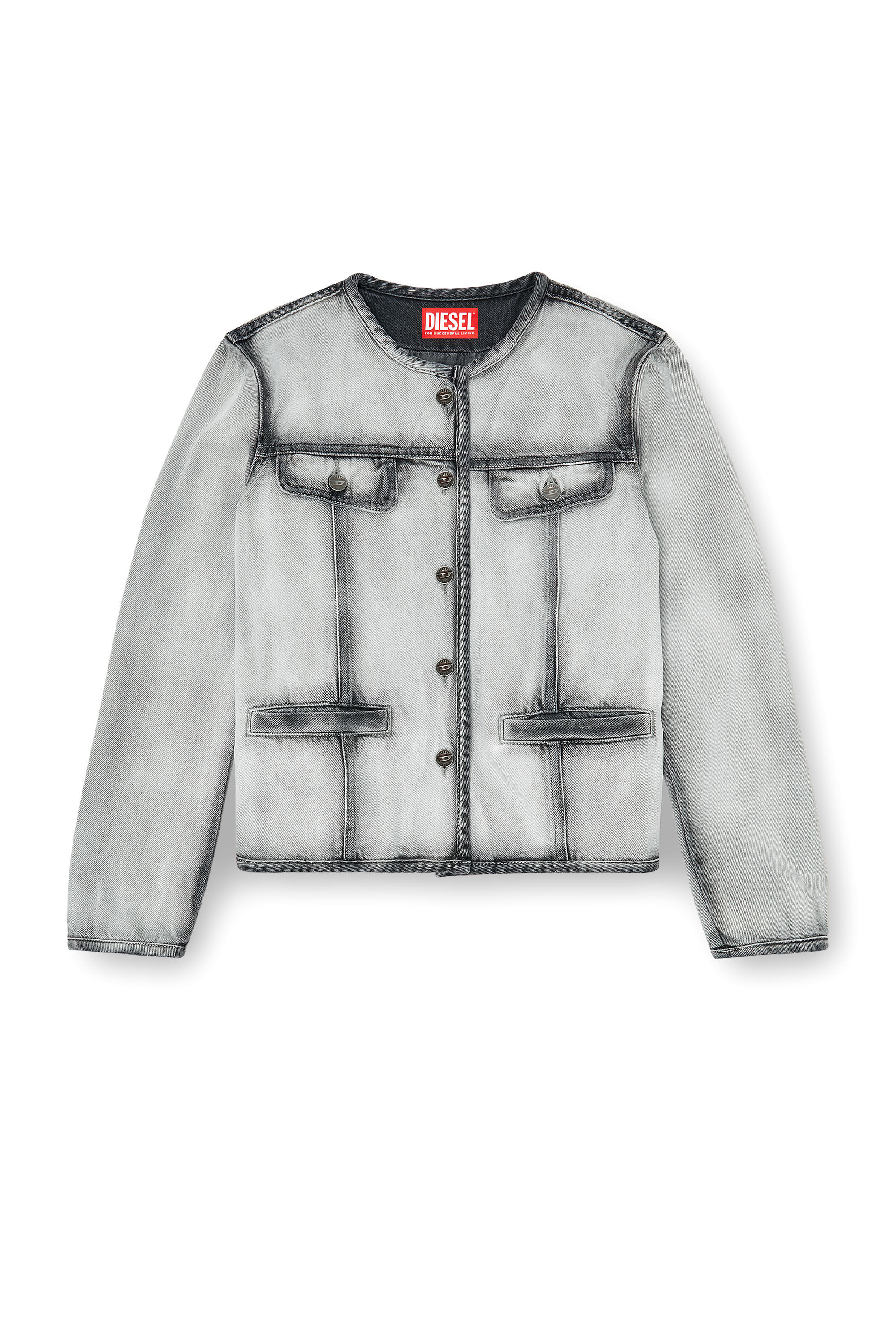 Women's Jacket in soft skeleton denim | Grey | Diesel {{Country}}