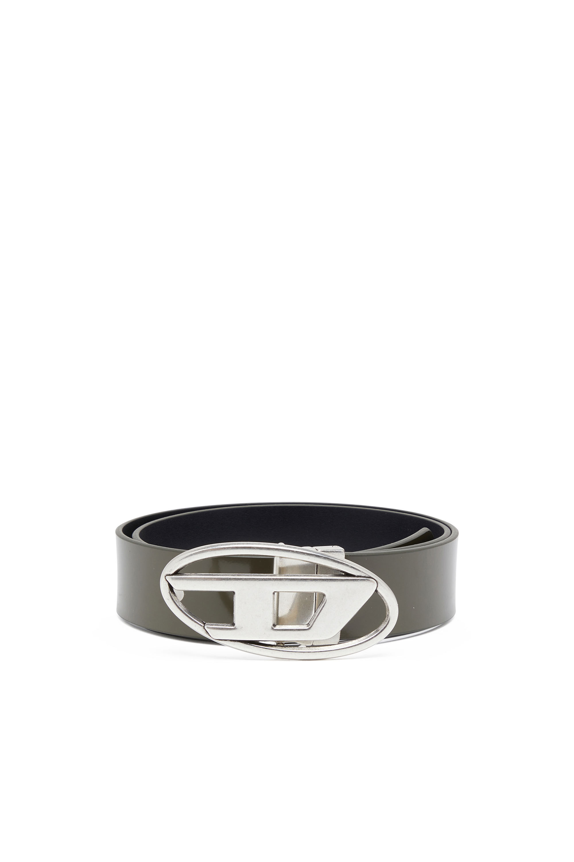 Diesel - B-1DR REV II, Ceinture réversible en cuir mat et brillant Homme in Vert - 1