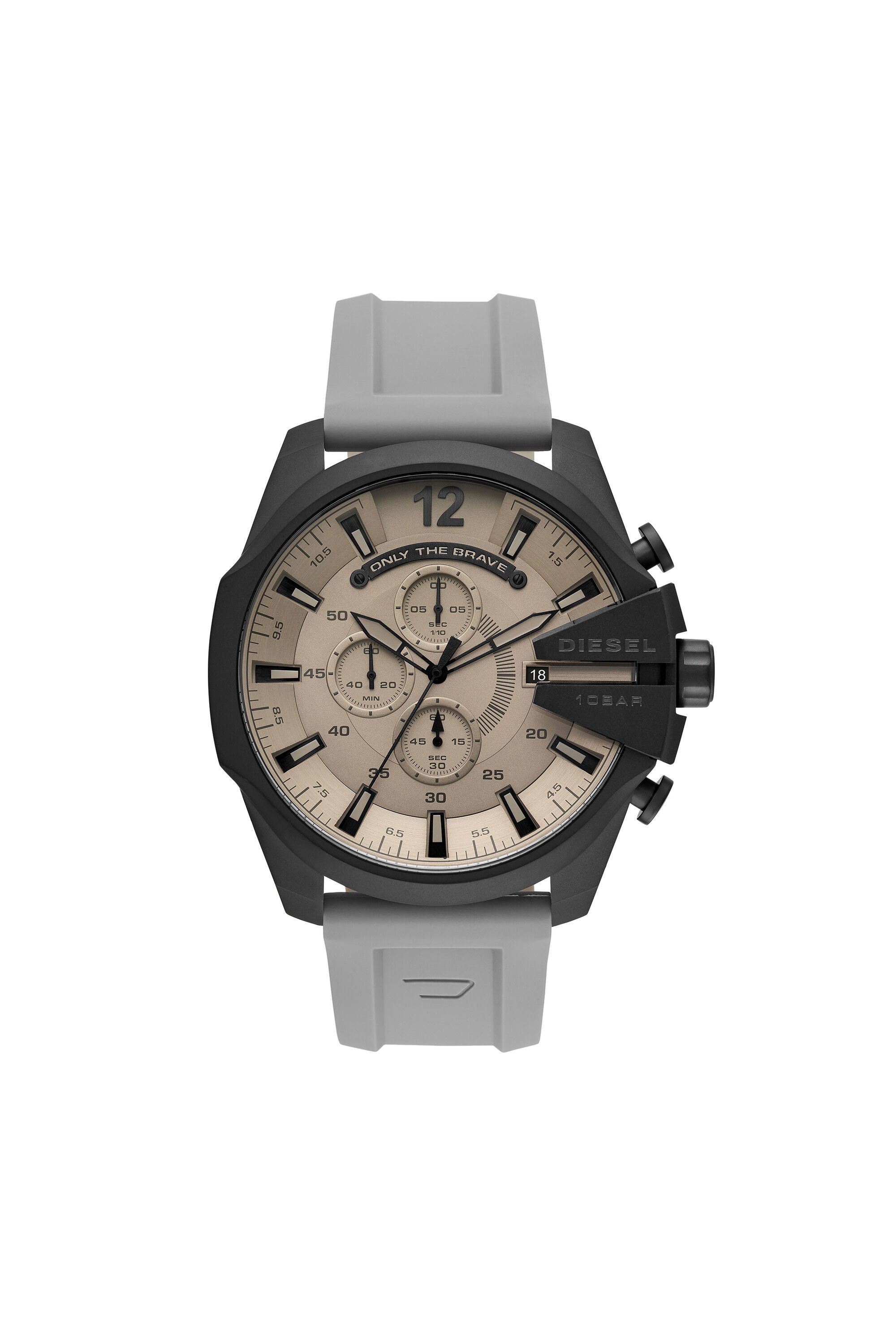 Diesel - DZ4496, Male's Mega Chief analog gray silicone watch in Gray/Black - 1