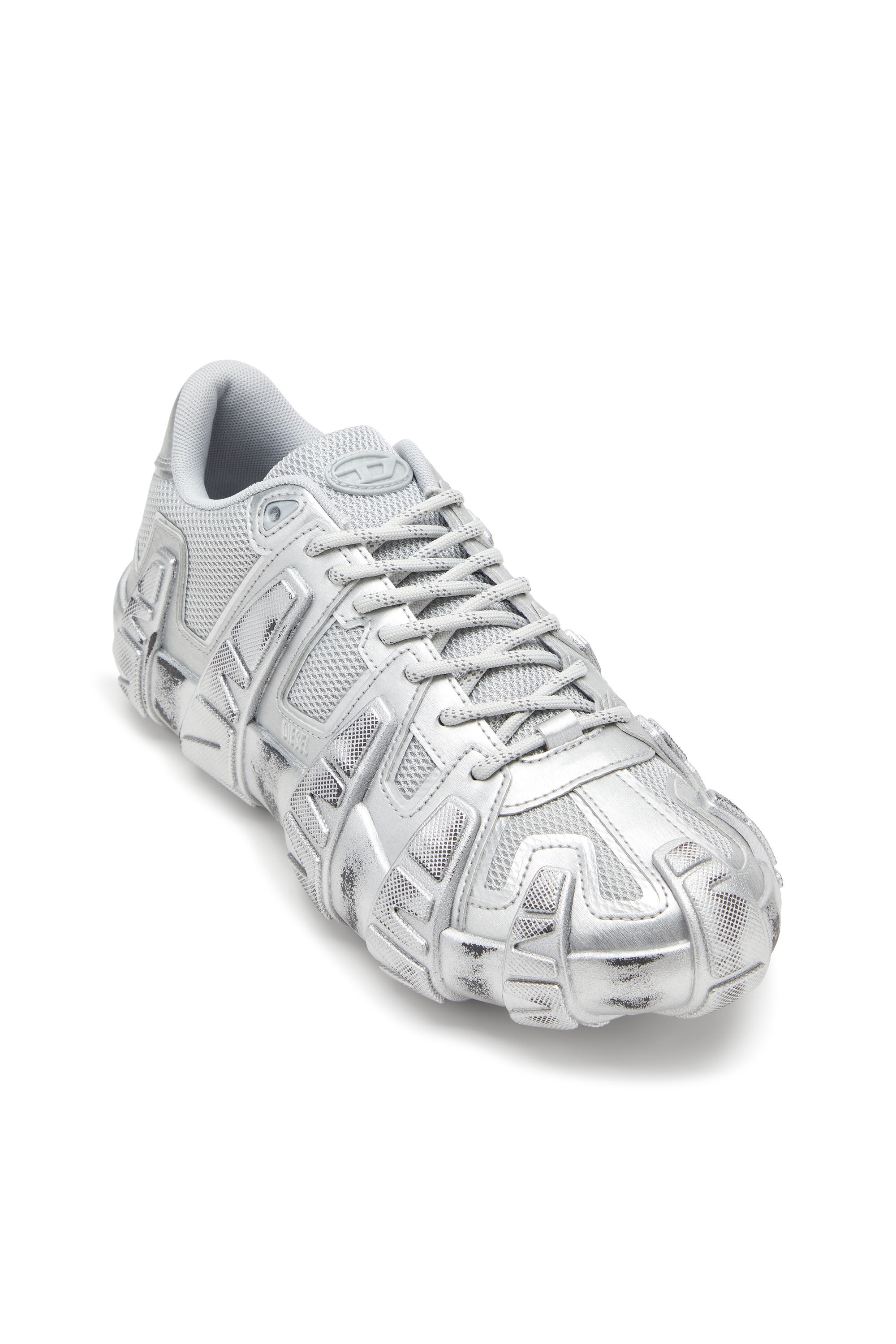 Diesel - S-D-GRIFFE LOW, Male's S-D-Griffe-Metallic sneakers in mesh and PU in Silver - 6