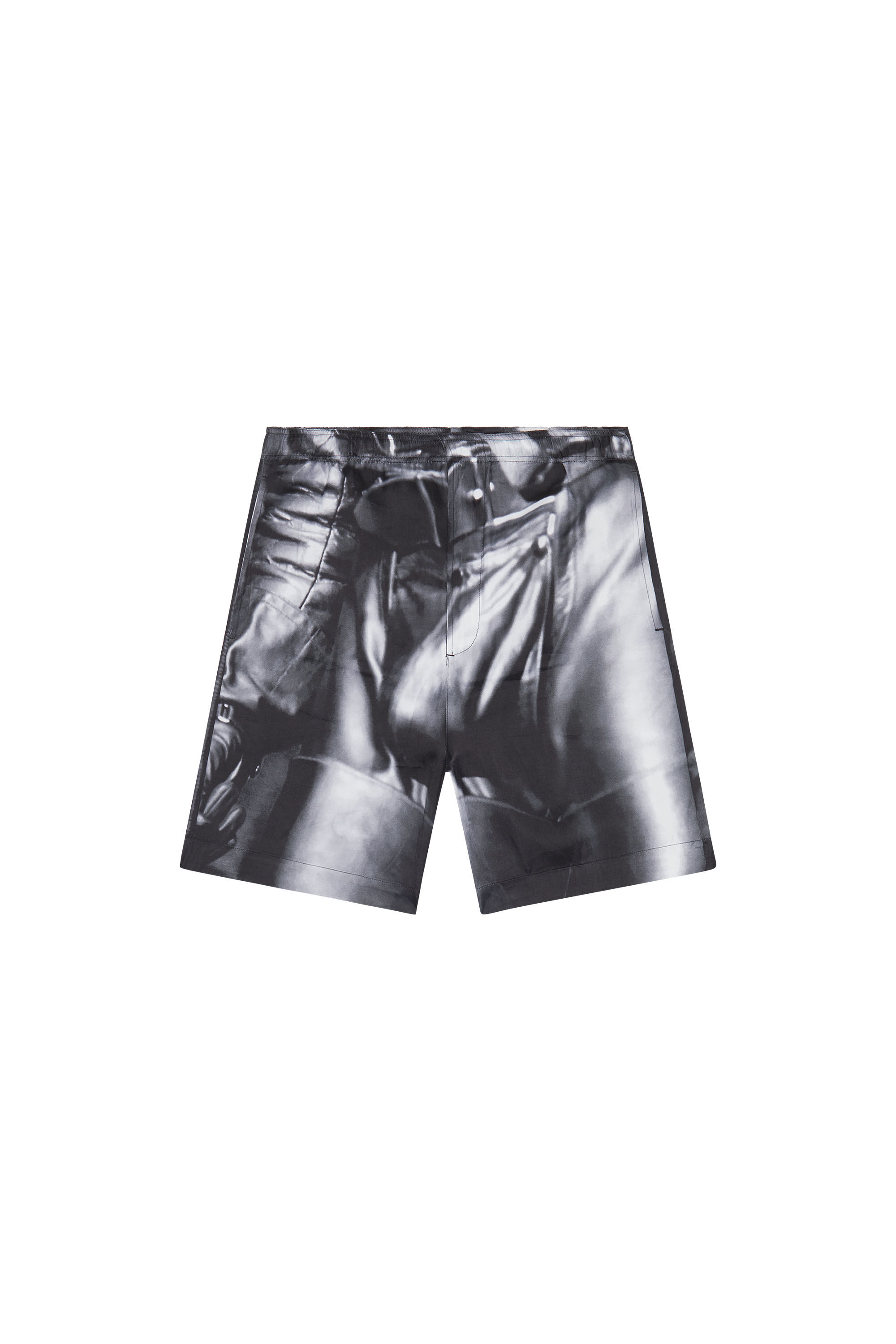 Diesel - PR-P-TOLL-SHO-23, Short en satin de soie avec imprimé noir Mixte in Noir - 2
