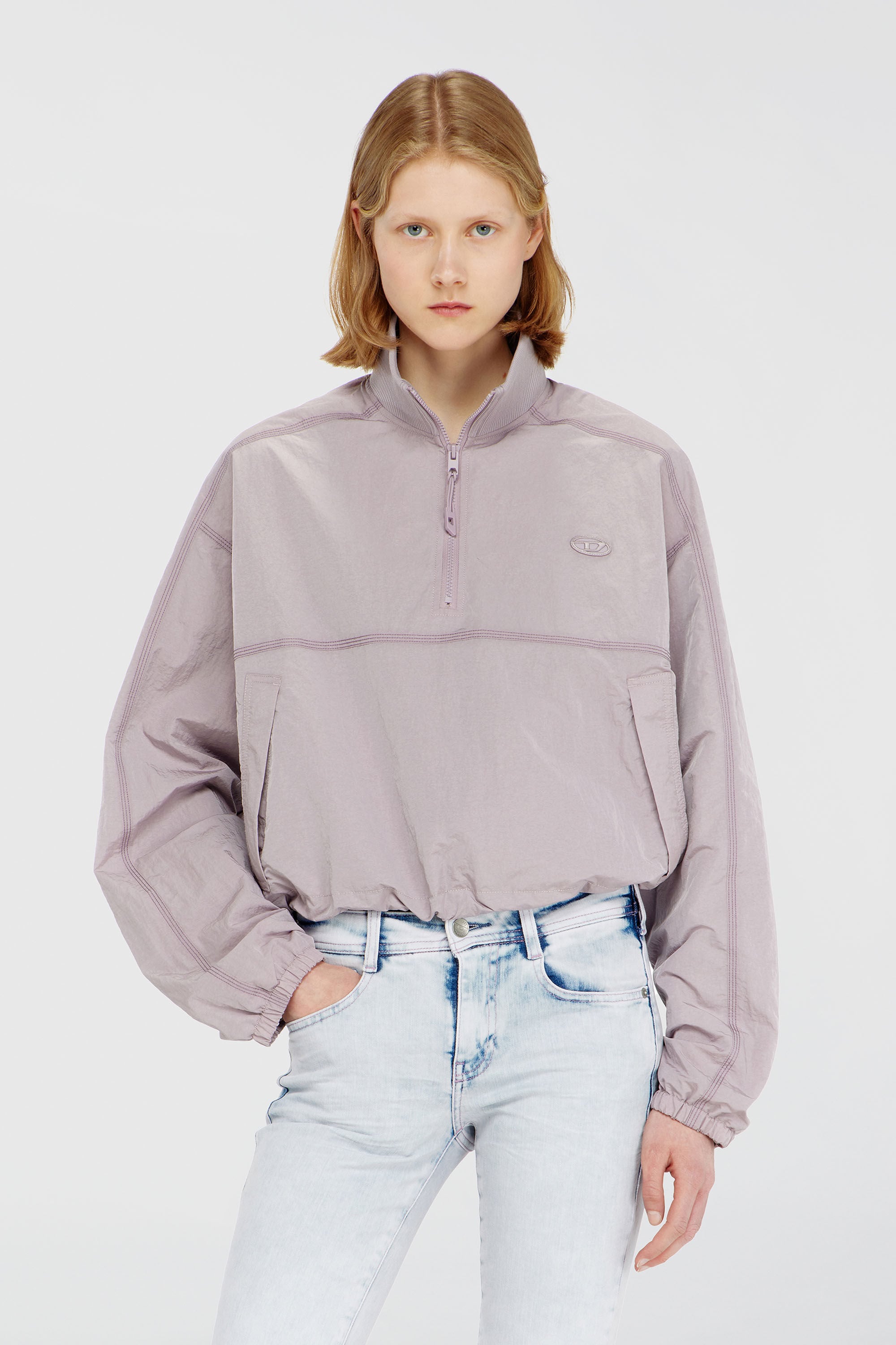 Diesel - G-ANOCK, Female's Relaxed nylon jacket with mock neck in Lilac - 3