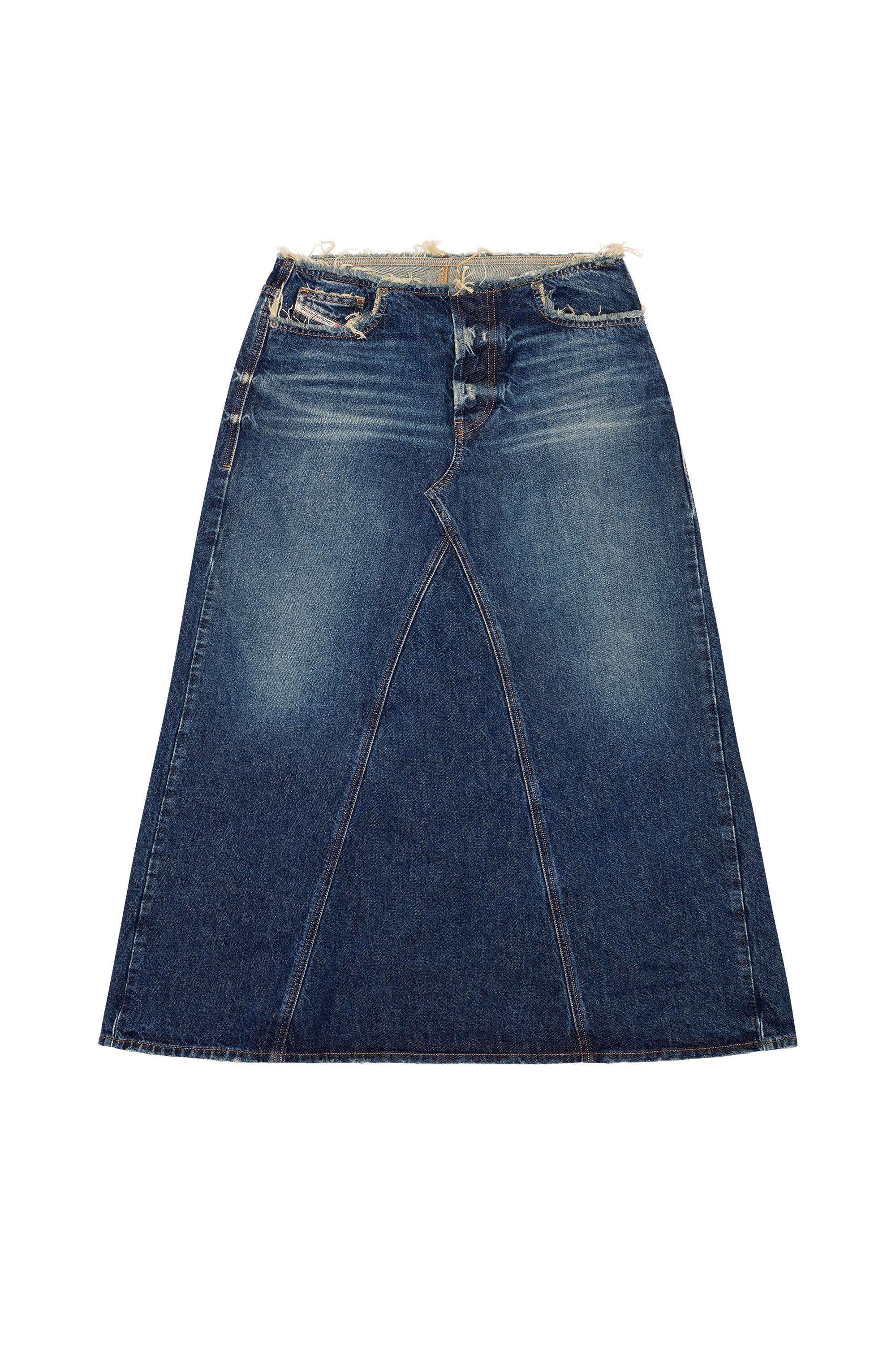 Diesel - DE-PAGO-S, Jupe longue avec taille cut-off Femme in Bleu - 2