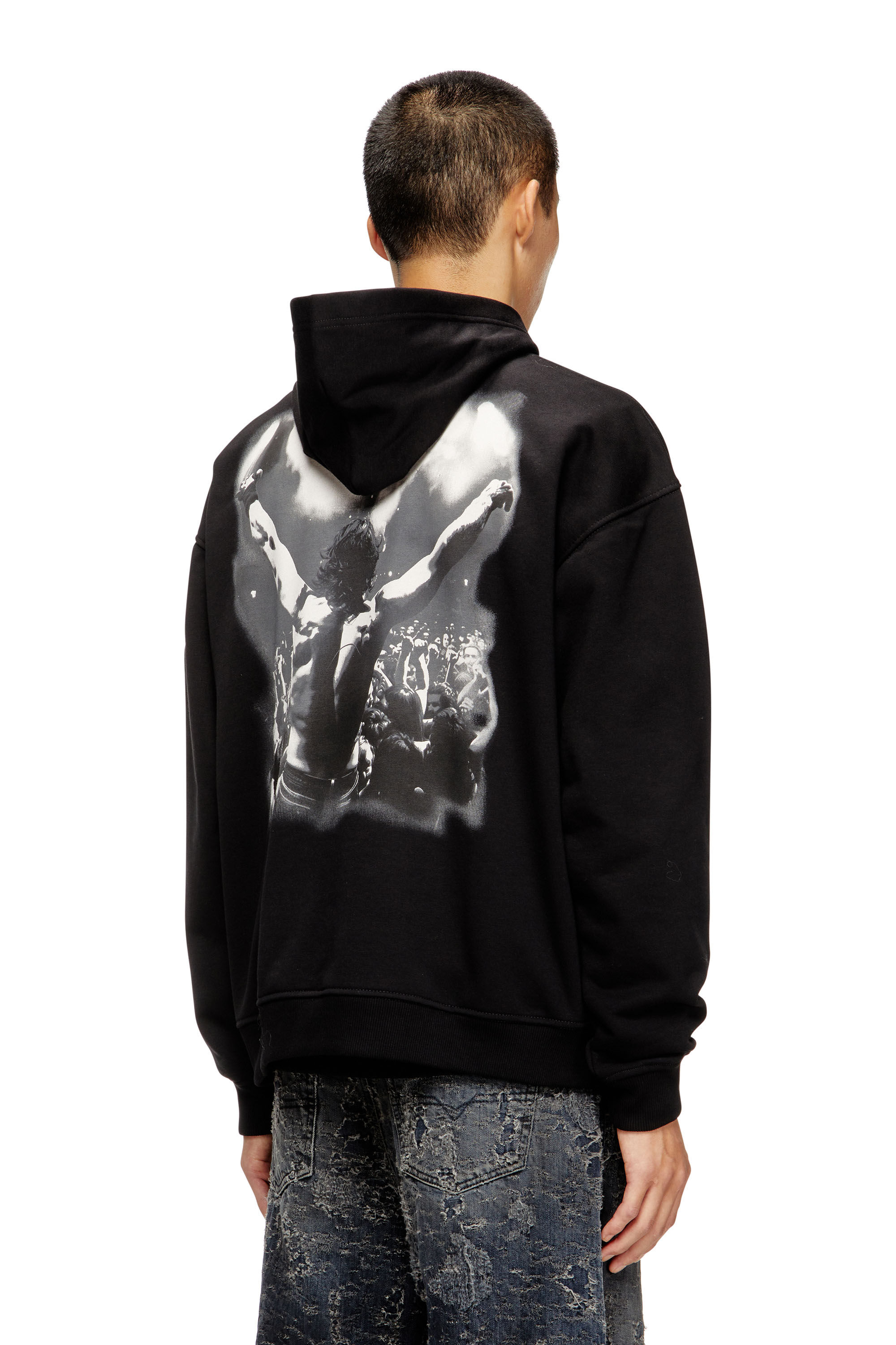 Diesel - S-BOXT-HOOD-T5, Male's Cotton hoodie with back print in Black - 4