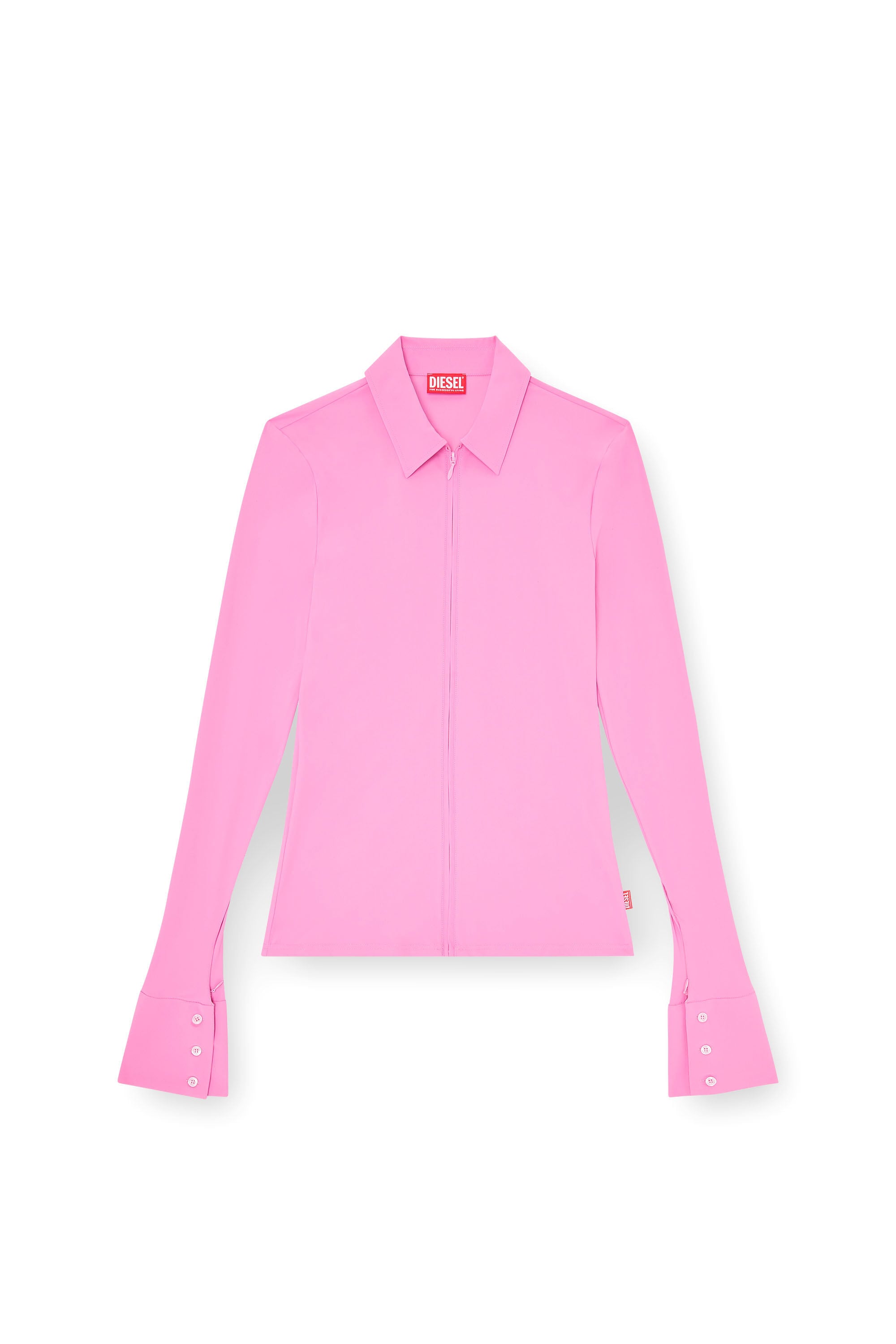 Men's Second-skin zip shirt in Lycra | Pink | Diesel US