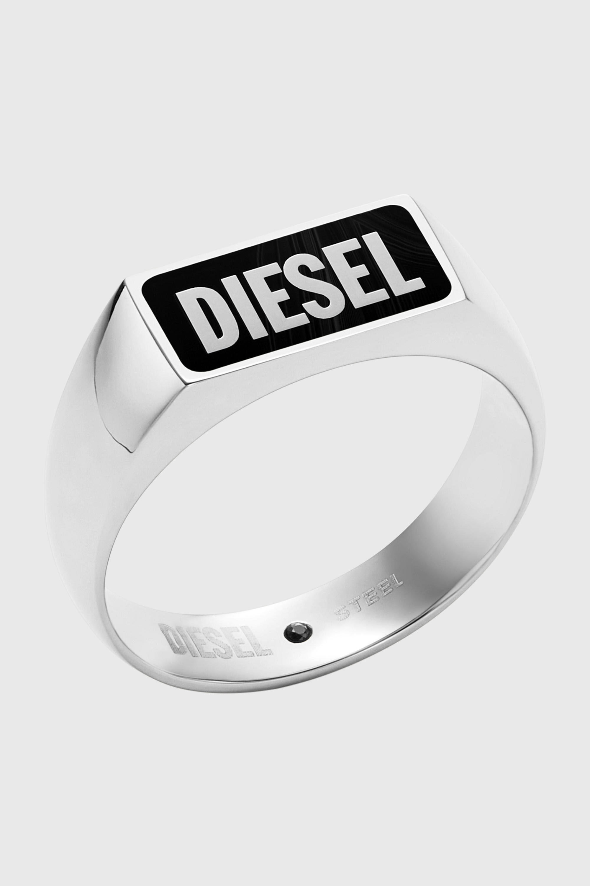 Men's Black agate signet ring | Silver | Diesel CA