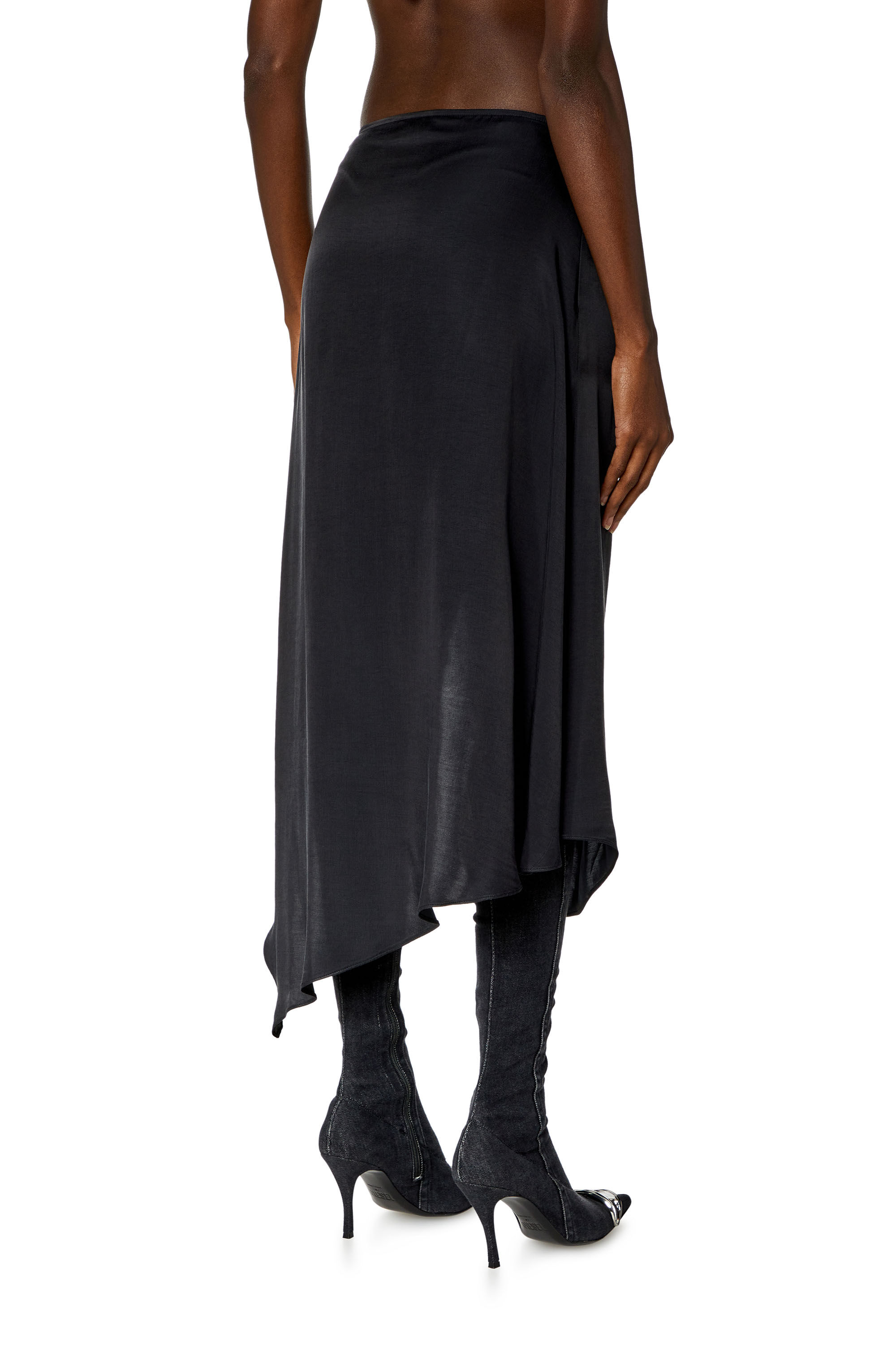 Diesel - O-STENT-N1, Jupe midi asymétrique en satin Femme in Gris - 4