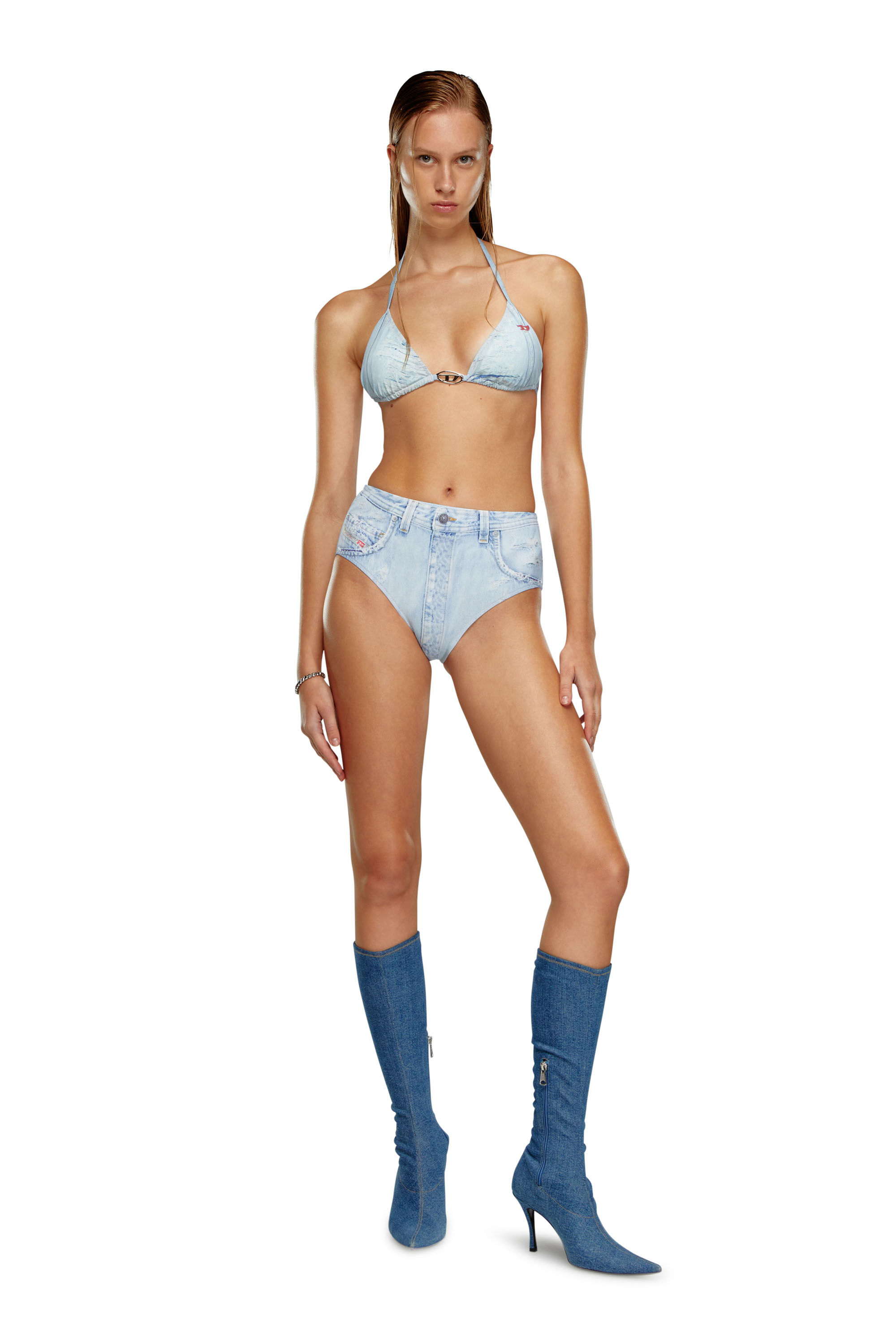 Diesel - BFPN-BICHYS, Braguitas de bikini con trampantojo de denim Mujer in Azul marino - 2