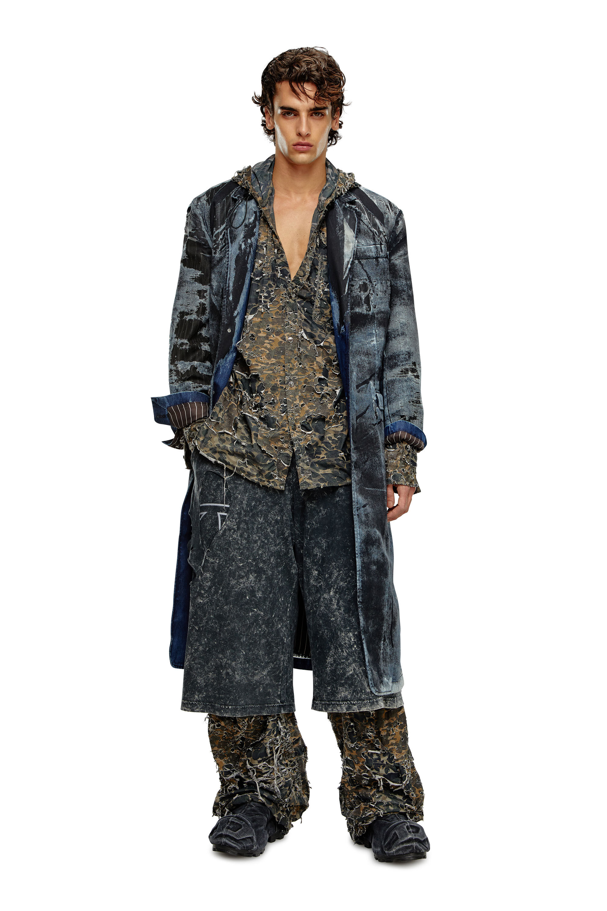 Diesel - D-HAMMER ML MD X, D-Hammer-Bottines basses en denim avec embout Oval D Homme in Noir - 7